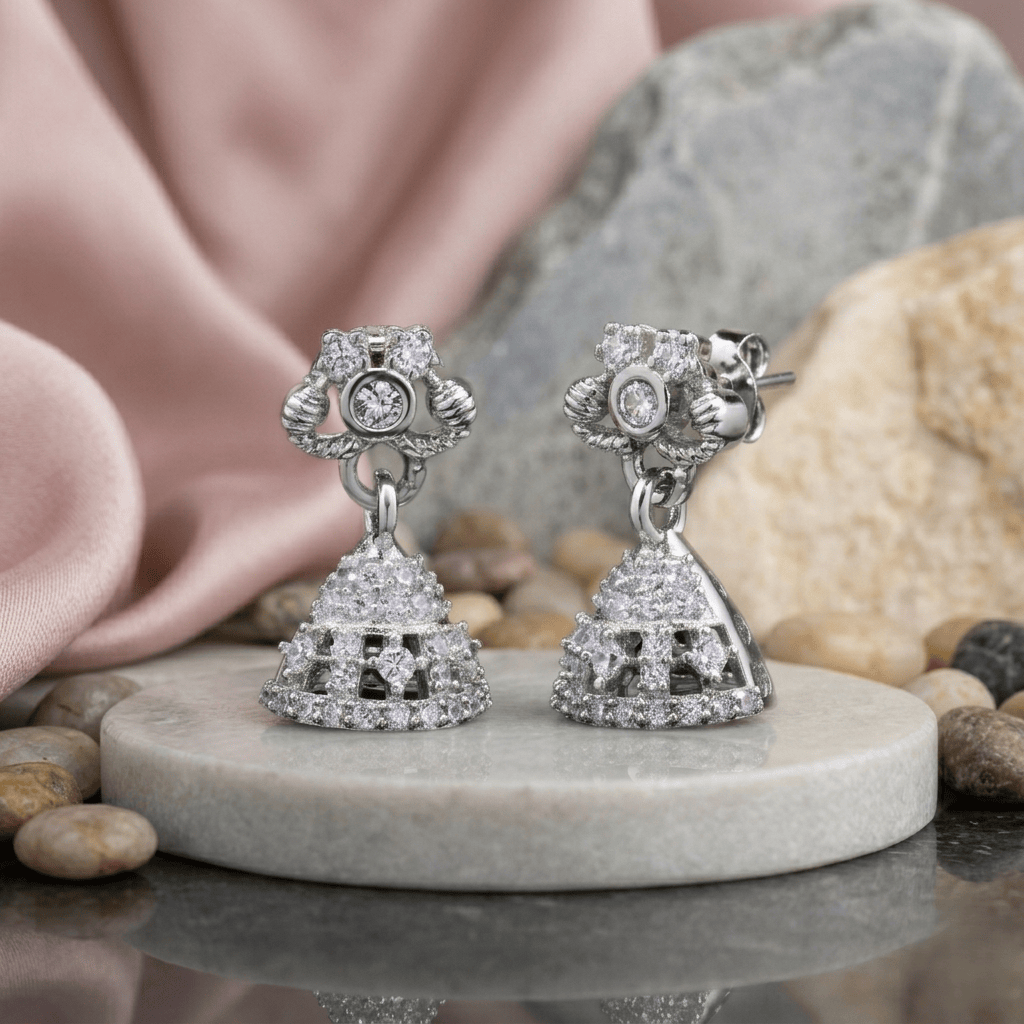 Gulnar Silver Jhumki