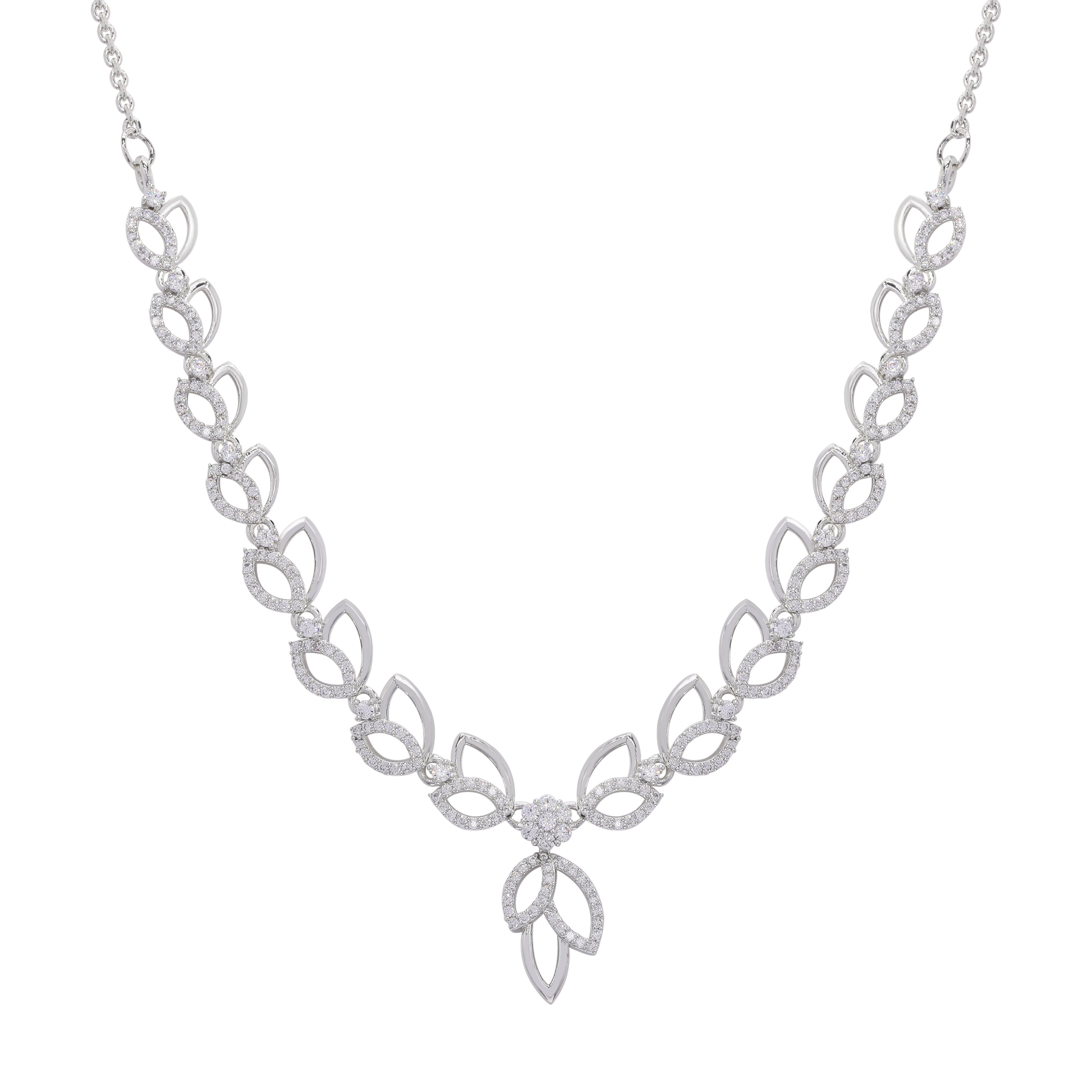 Leaflet Silver Necklace Set