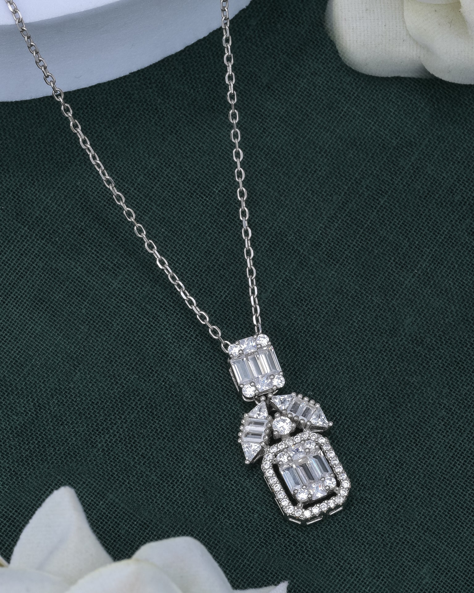 Leaf & Luminescence Silver Pendant