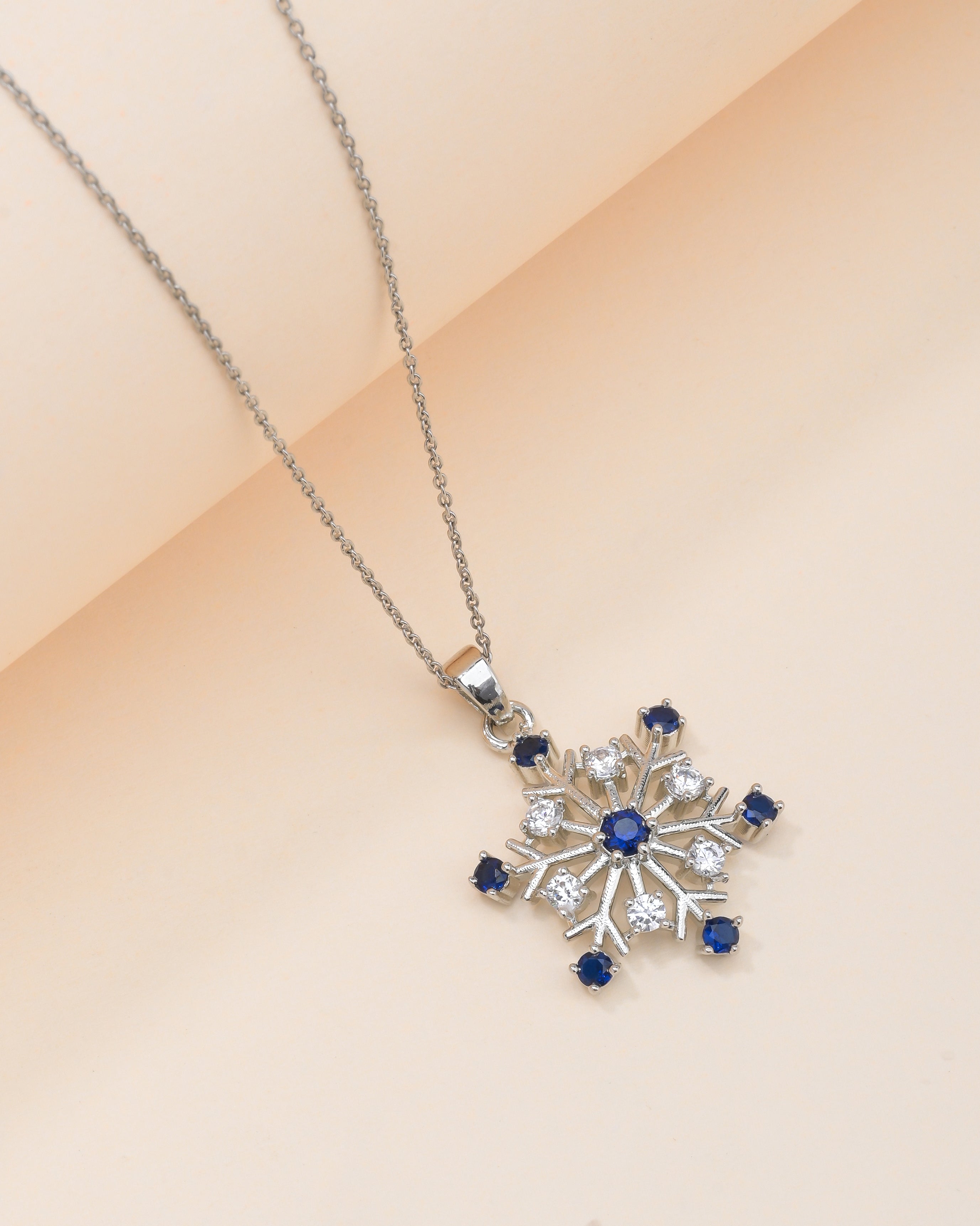 Blue Snowflake Silver Pendant