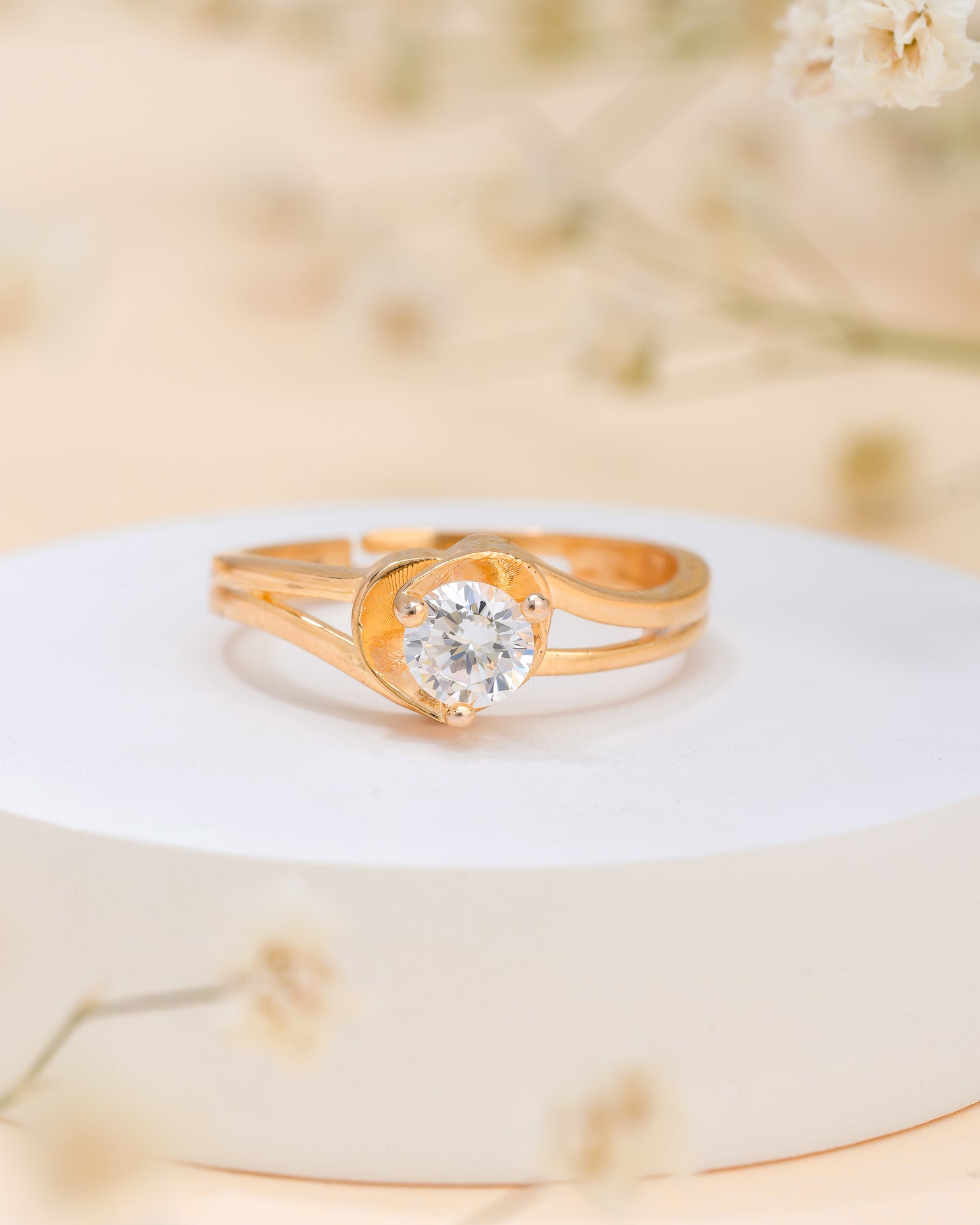 Golden Bling Silver Ring