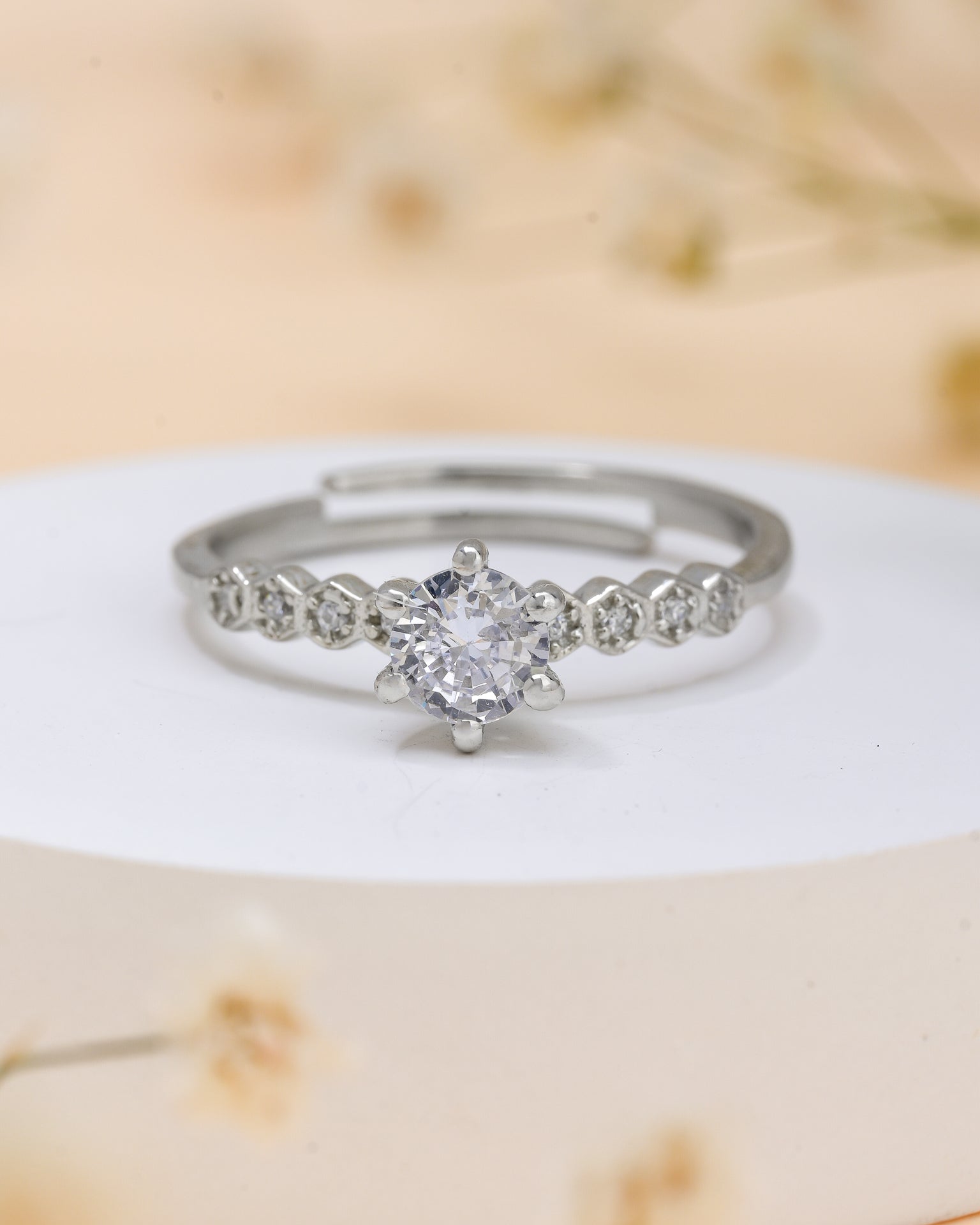Silver Knot Solitaire Ring
