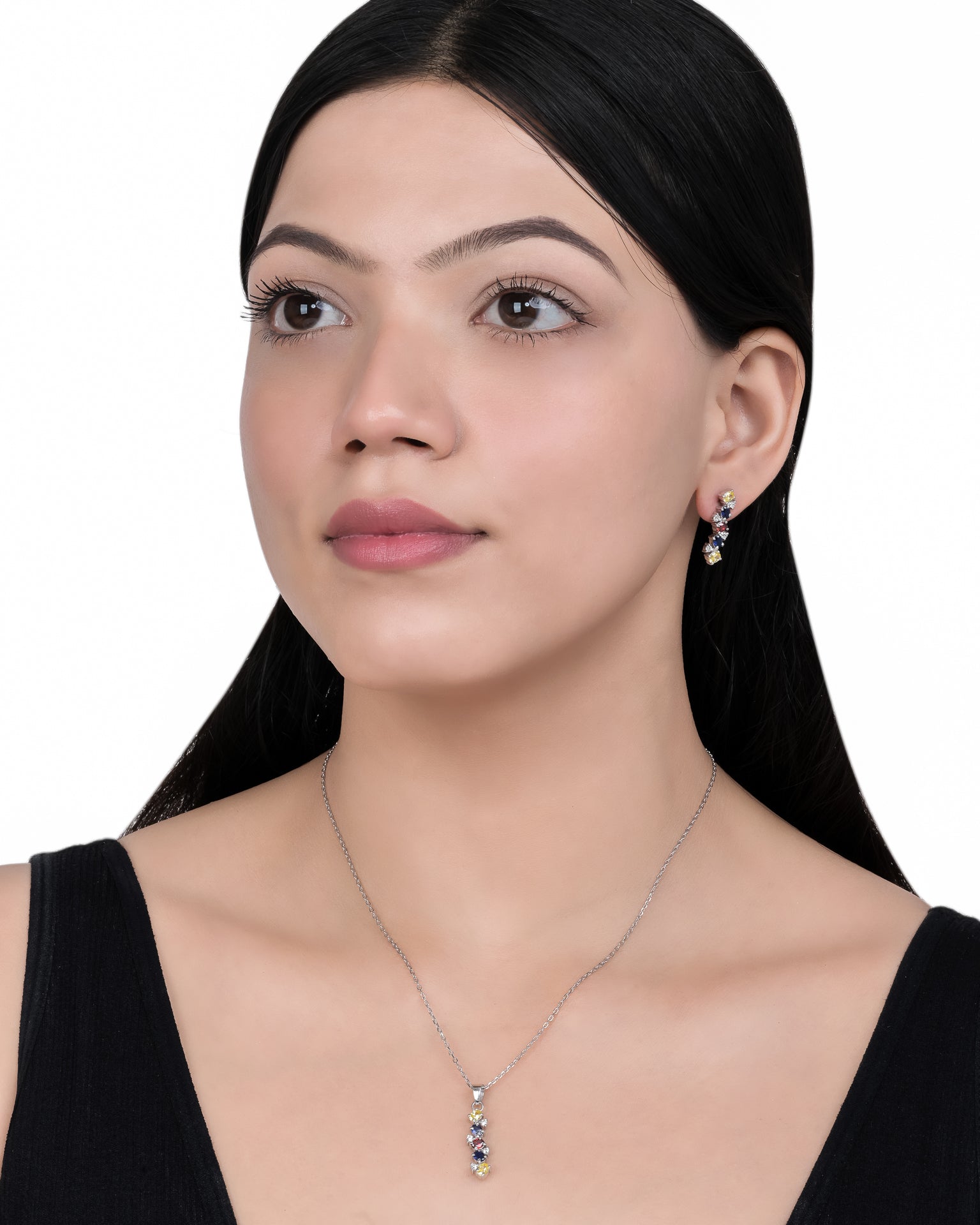 Dancing Stones Silver Pendant Set