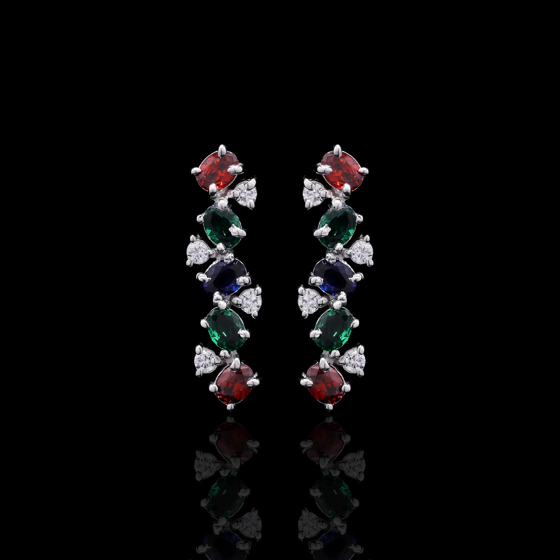 Rainbow Cascade Silver Pendant Set