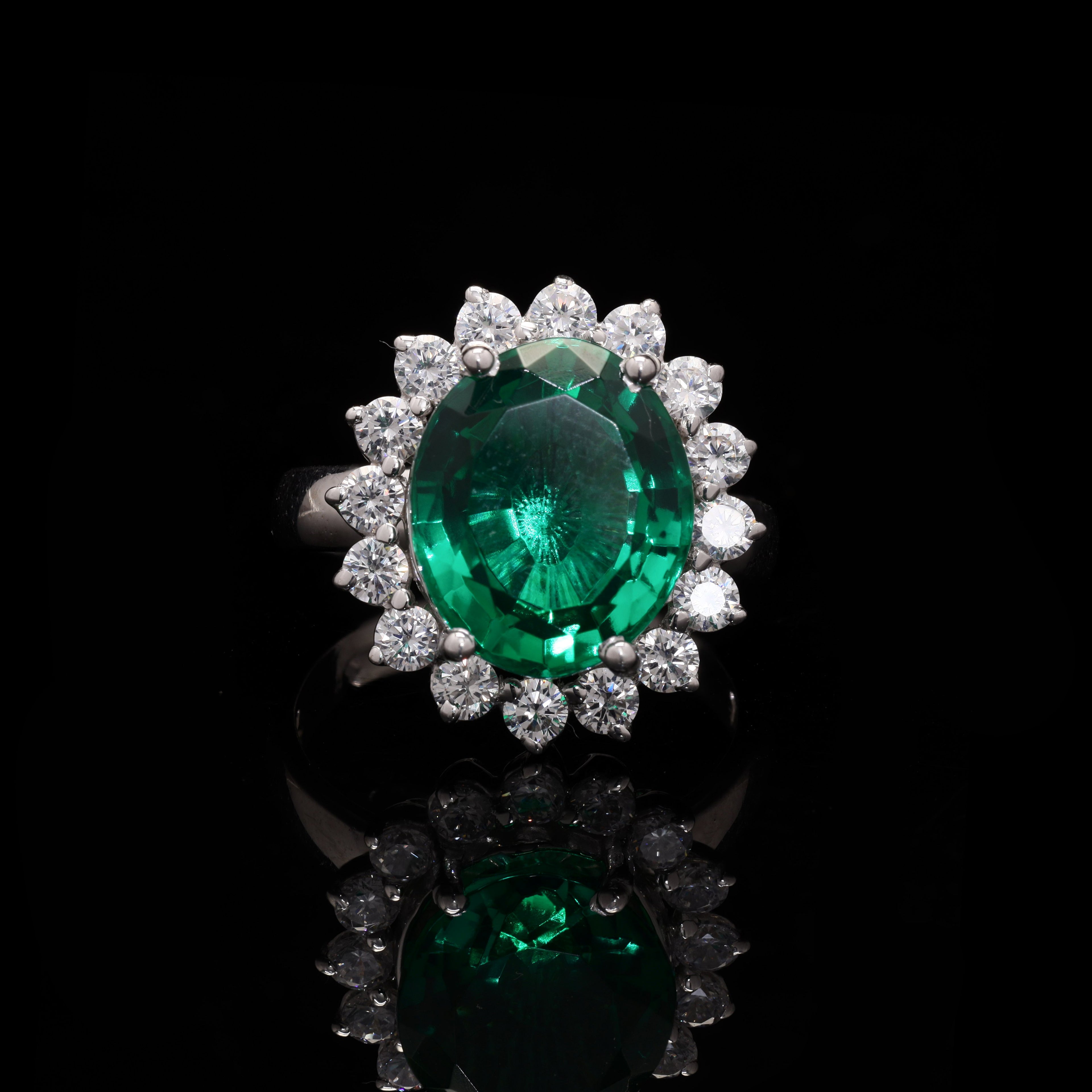 Emerald Grace Silver Ring