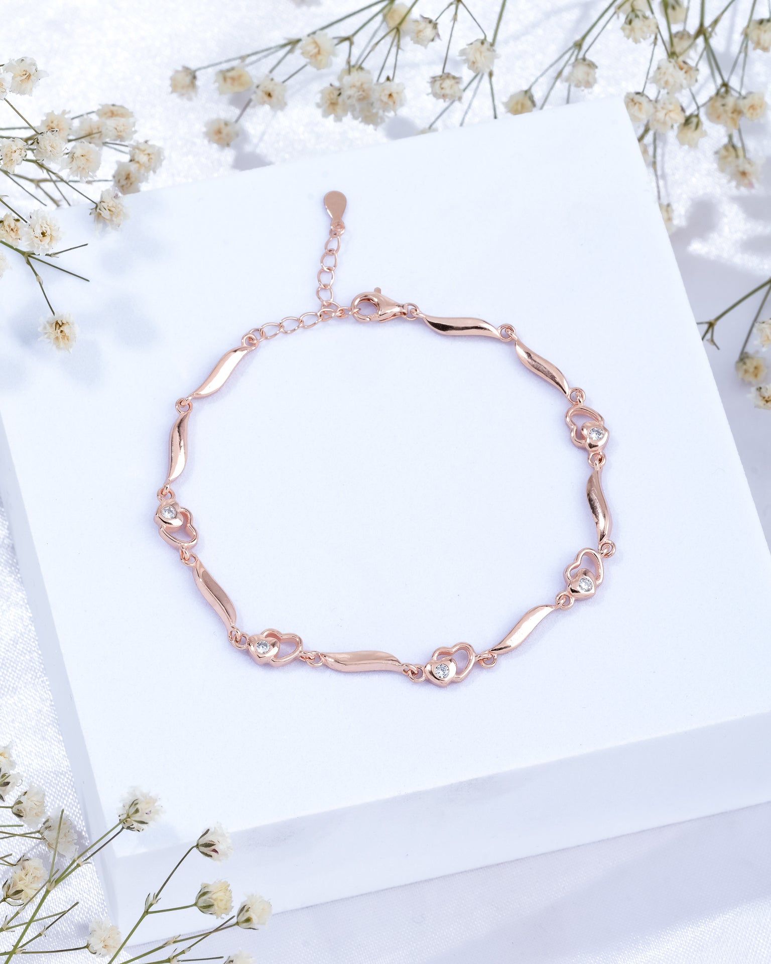 Interlocked Heart Silver Bracelet