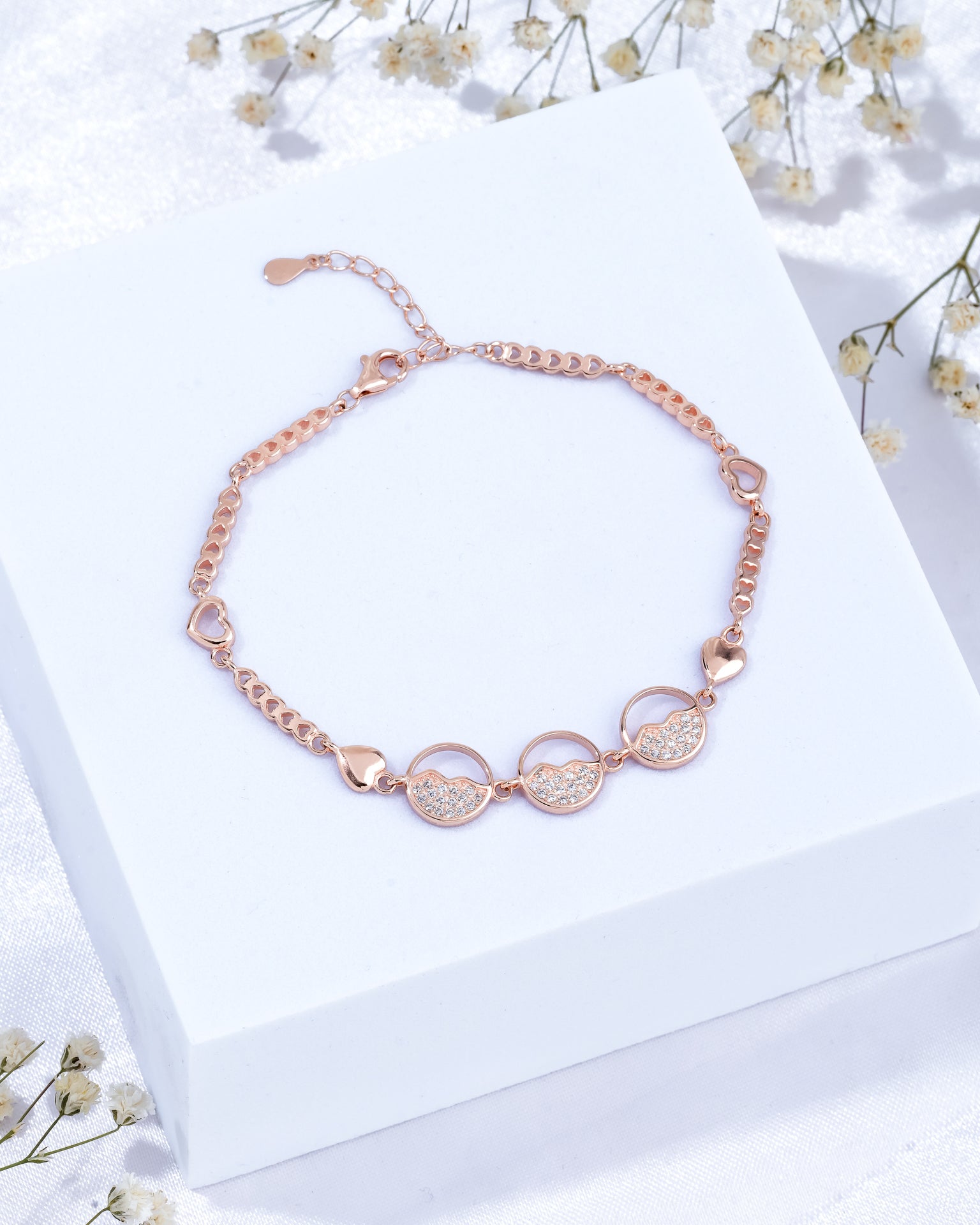 Hearts & Circles Silver Bracelet