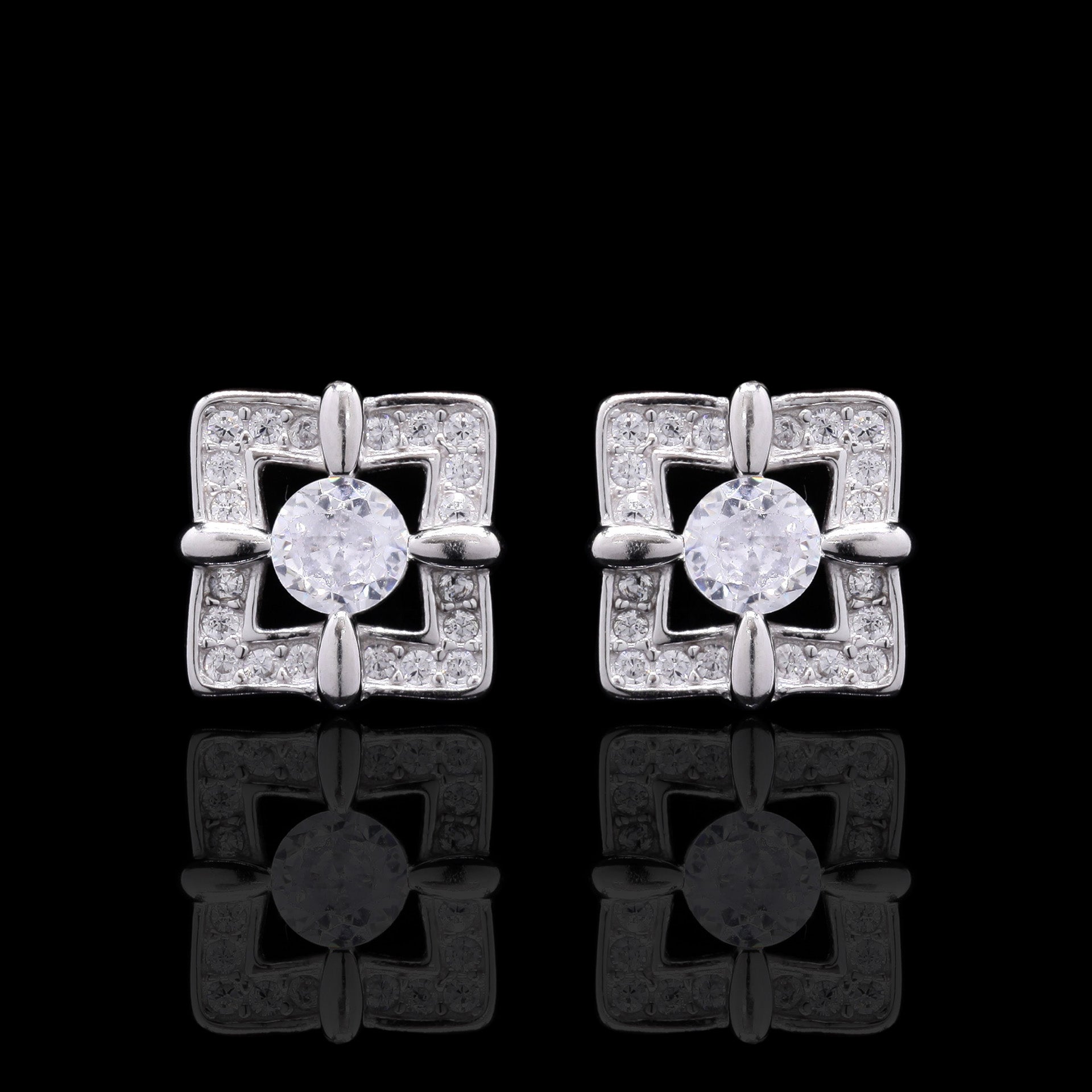 Square Frame Silver Pendant set