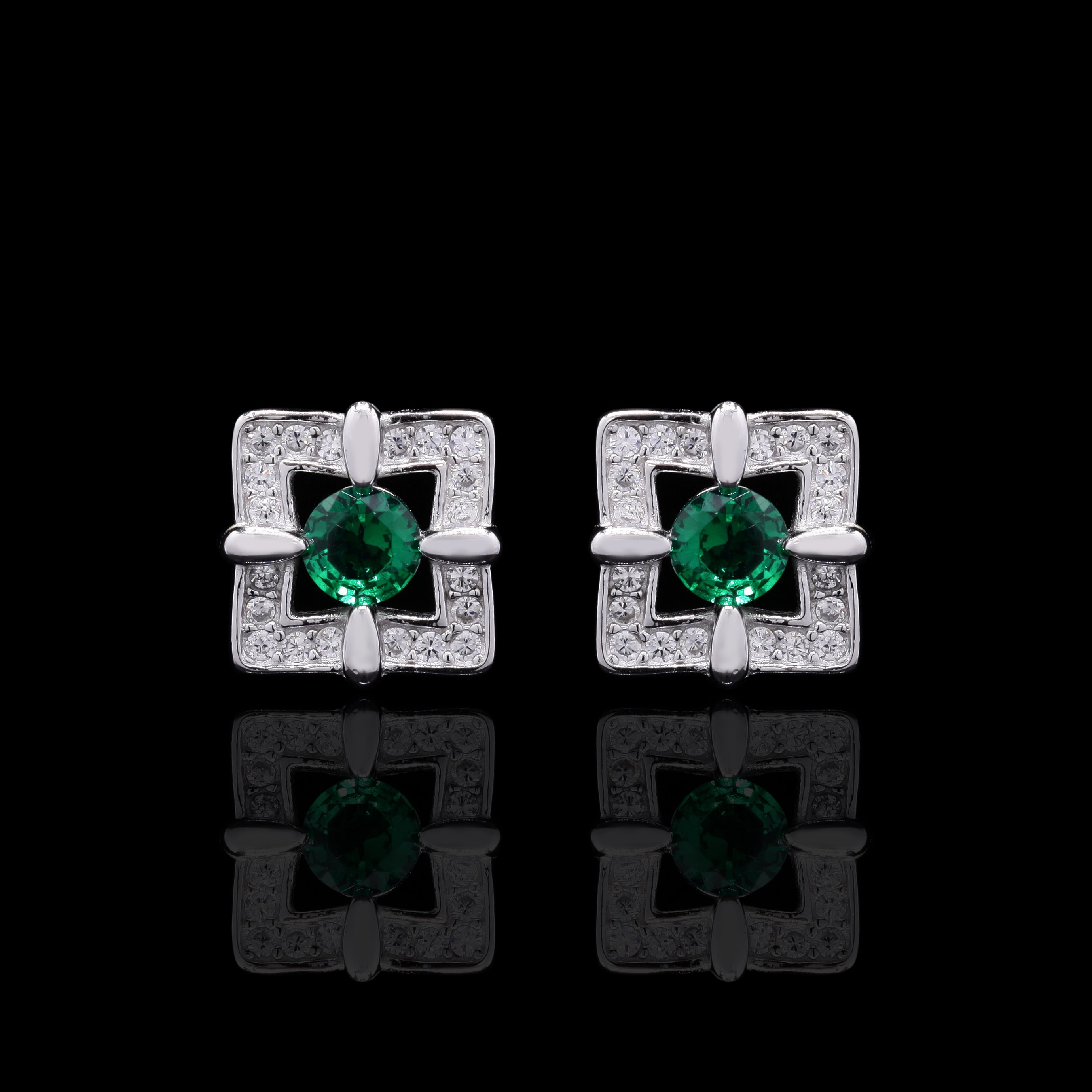 Emerald Square Frame Pendant set