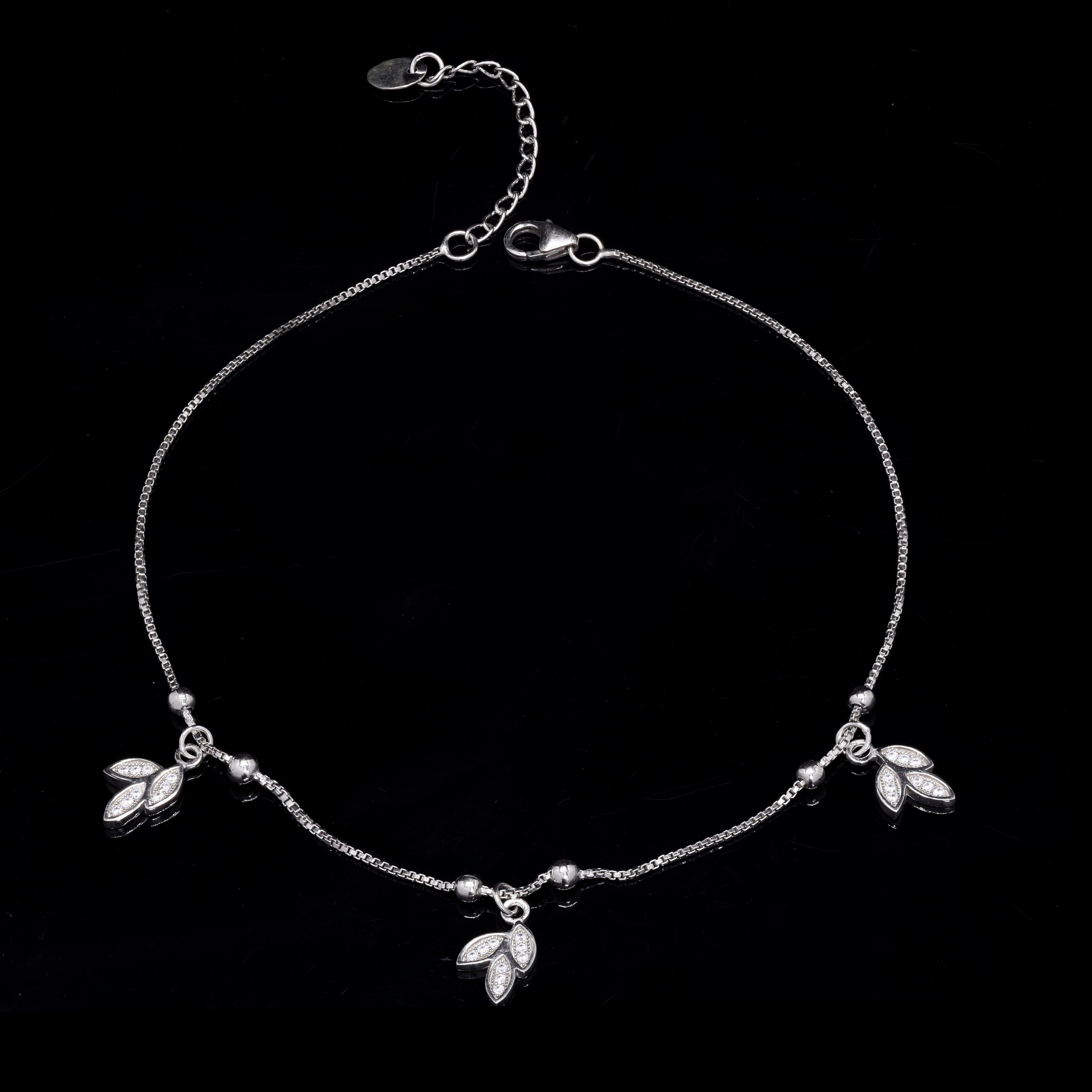 Silver Leaf Anklet