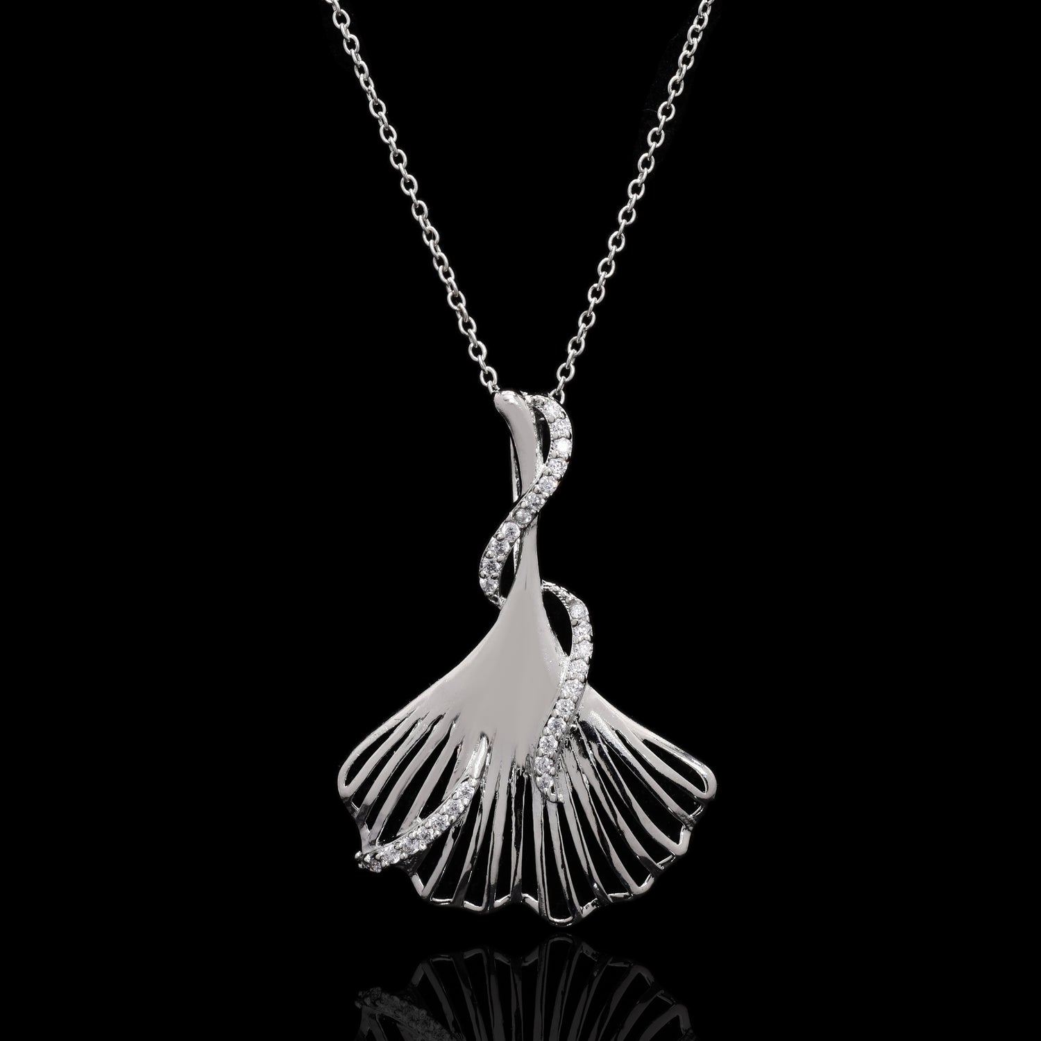 Gingko Leaf Silver Pendant Set