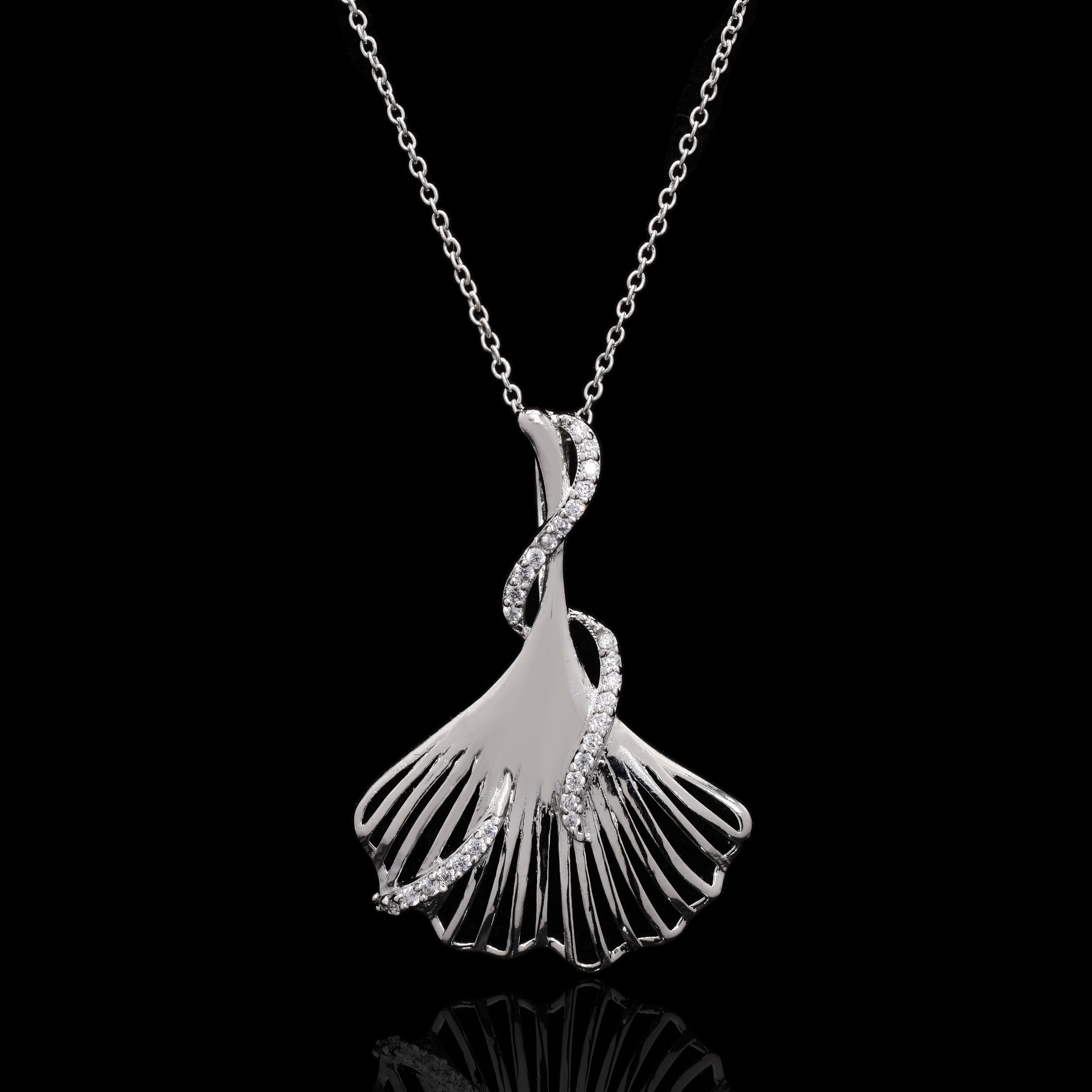 Gingko Leaf Silver Pendant Set