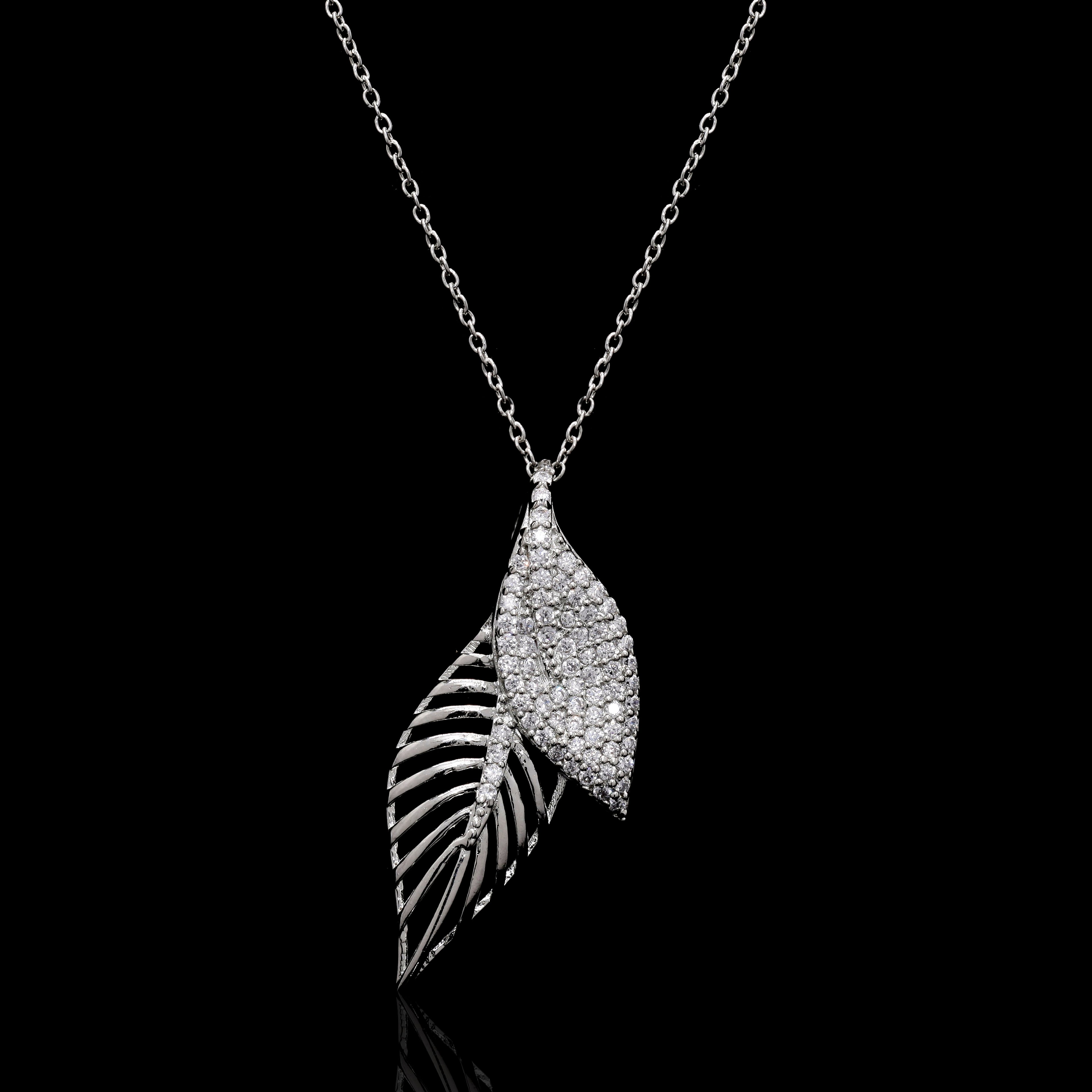 Twin Leaf Silver Pendant Set