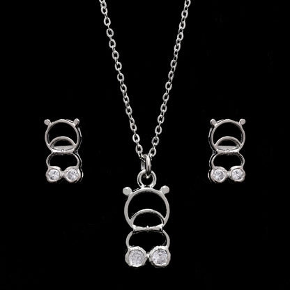 Teddy Bear Silver Pendant Set