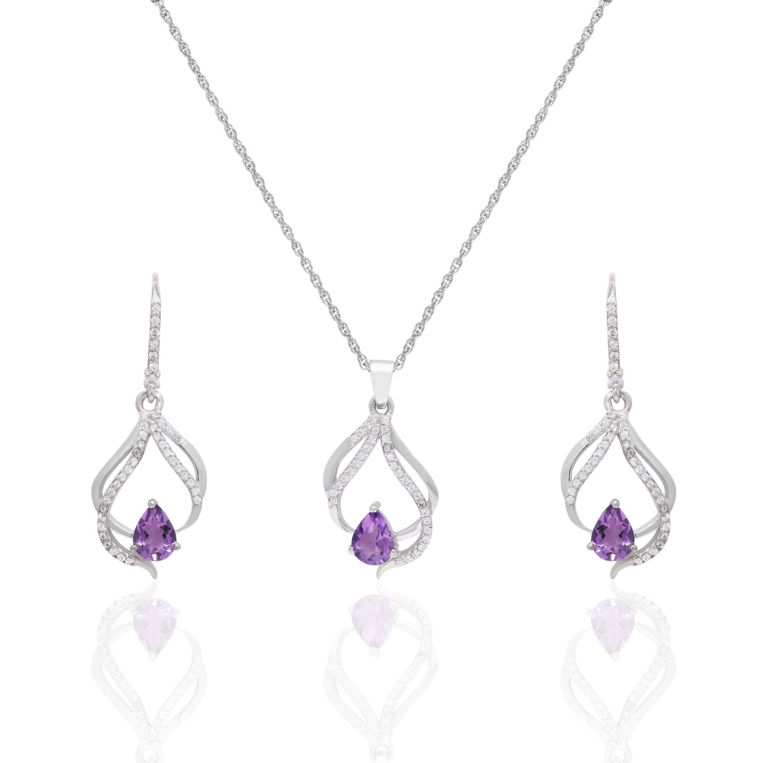 Amethyst Charm Pendant Set