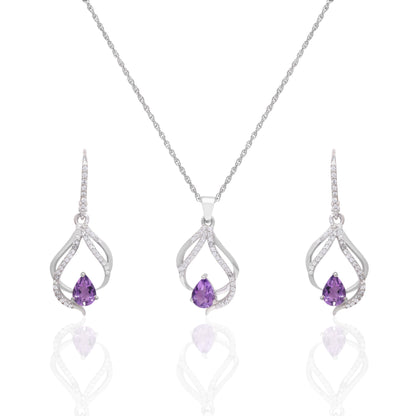 Amethyst Charm Pendant Set