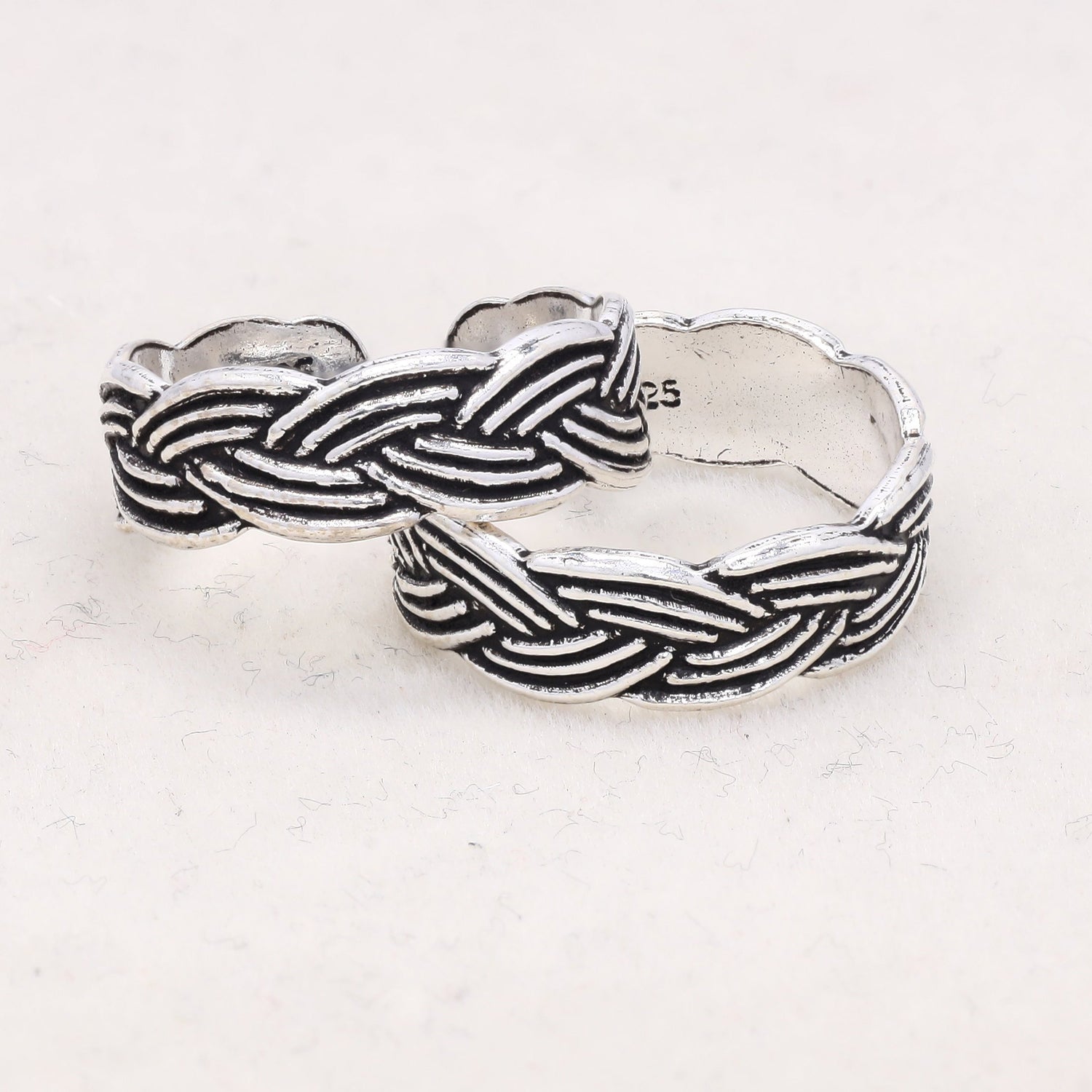 Silver Braid Toe Rings