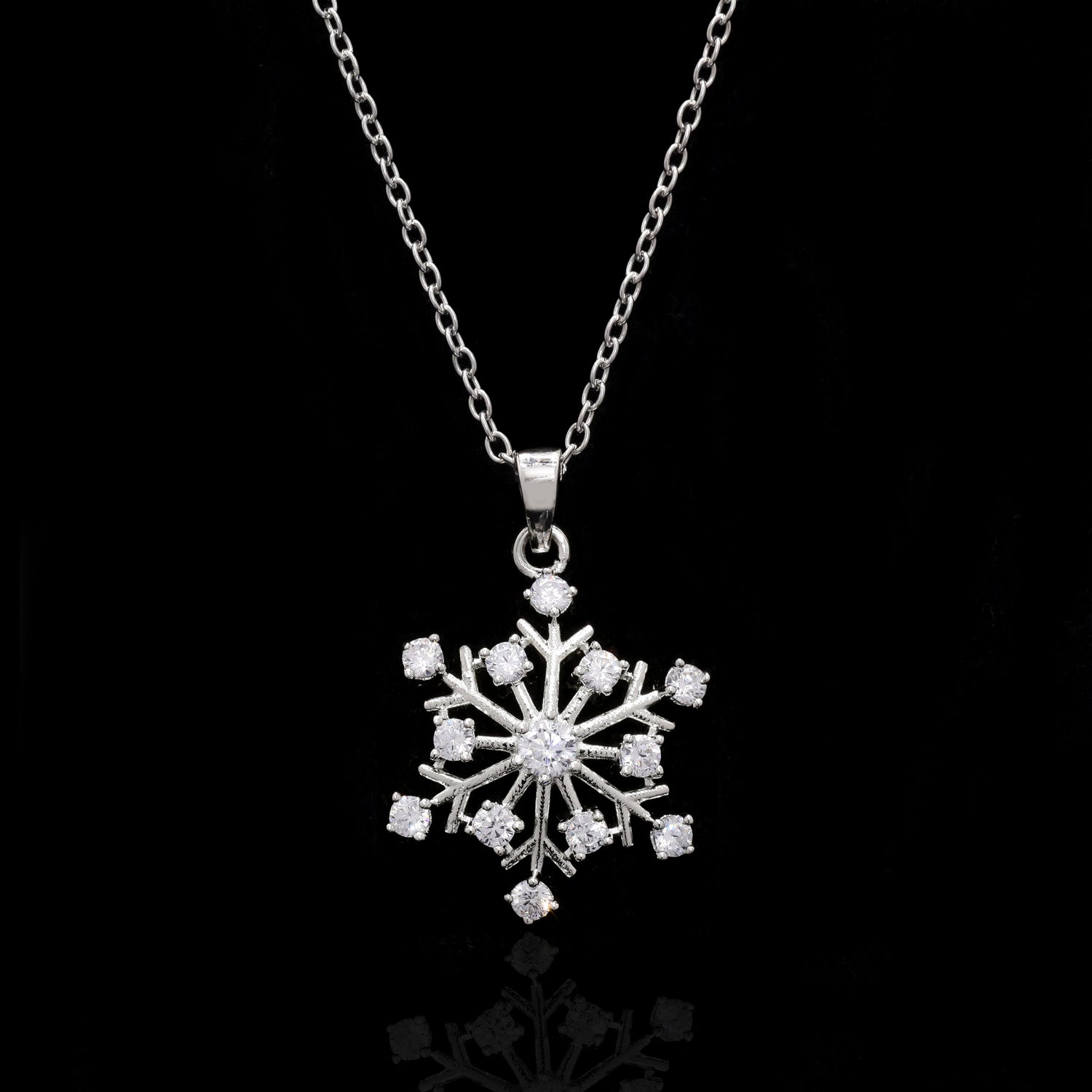 White Snowflake Silver Pendant