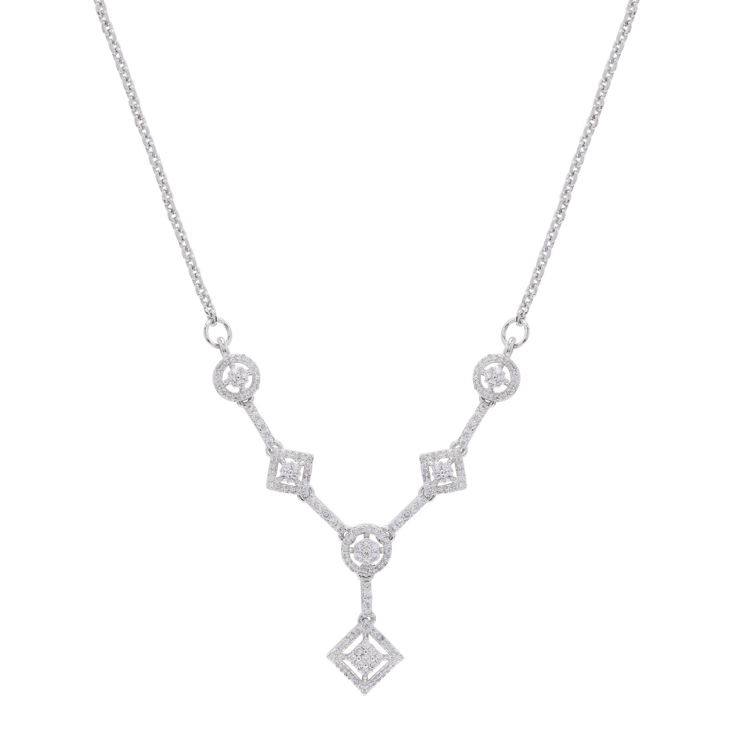 Geo Charm Silver Necklace Set