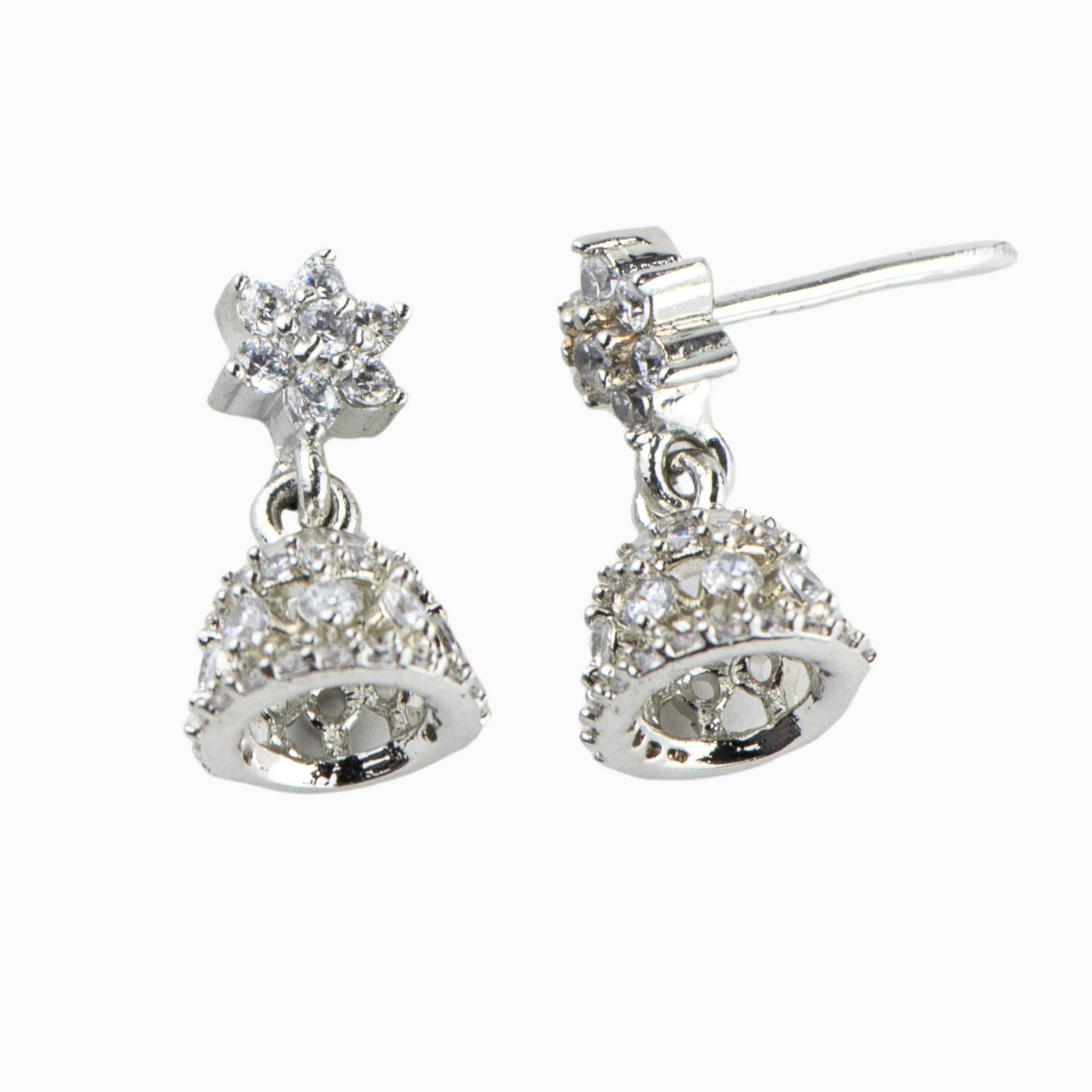 Sparkling Kamal Silver Jhumki