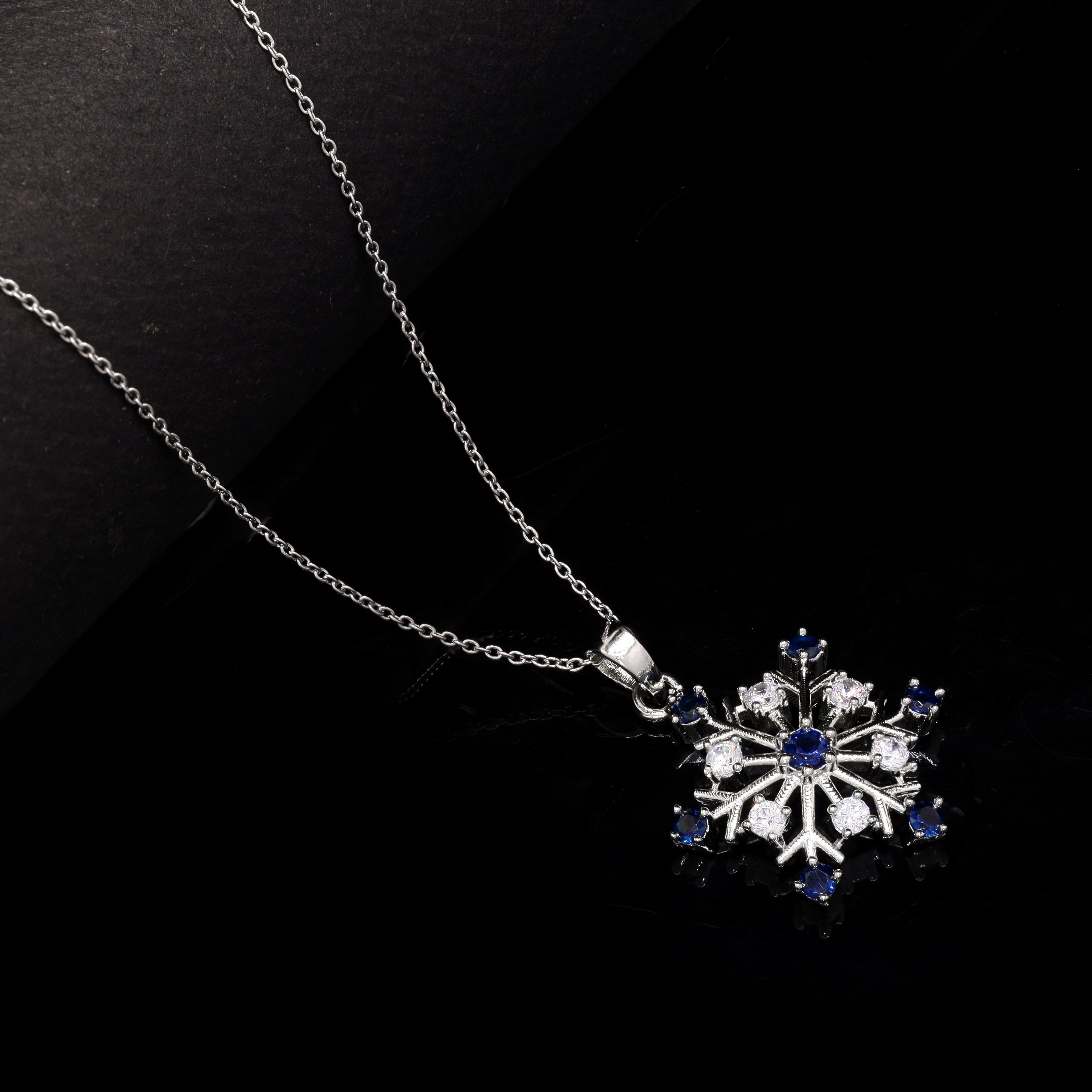 Blue Snowflake Silver Pendant