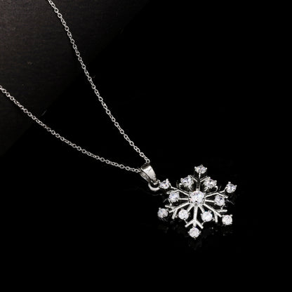 White Snowflake Silver Pendant