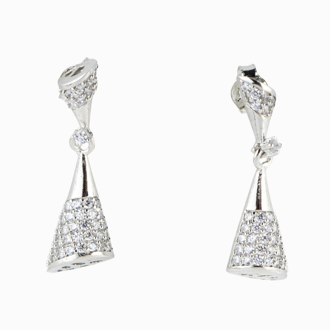 Inverted Cone Silver Earrings