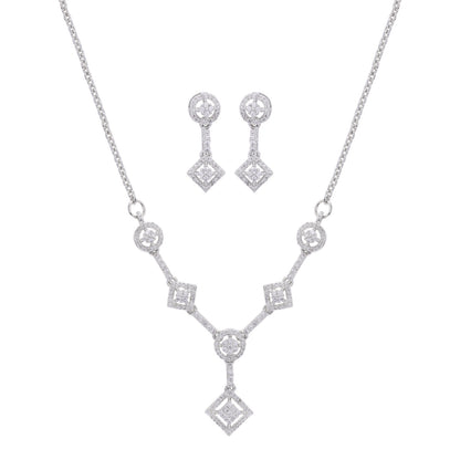 Geo Charm Silver Necklace Set