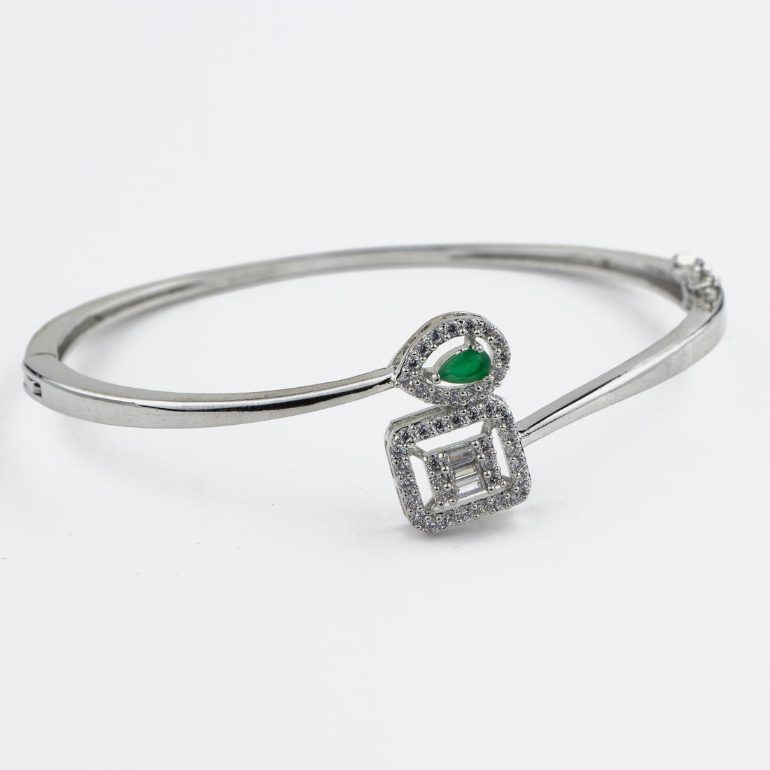 Green Chic Square Silver Bracelet