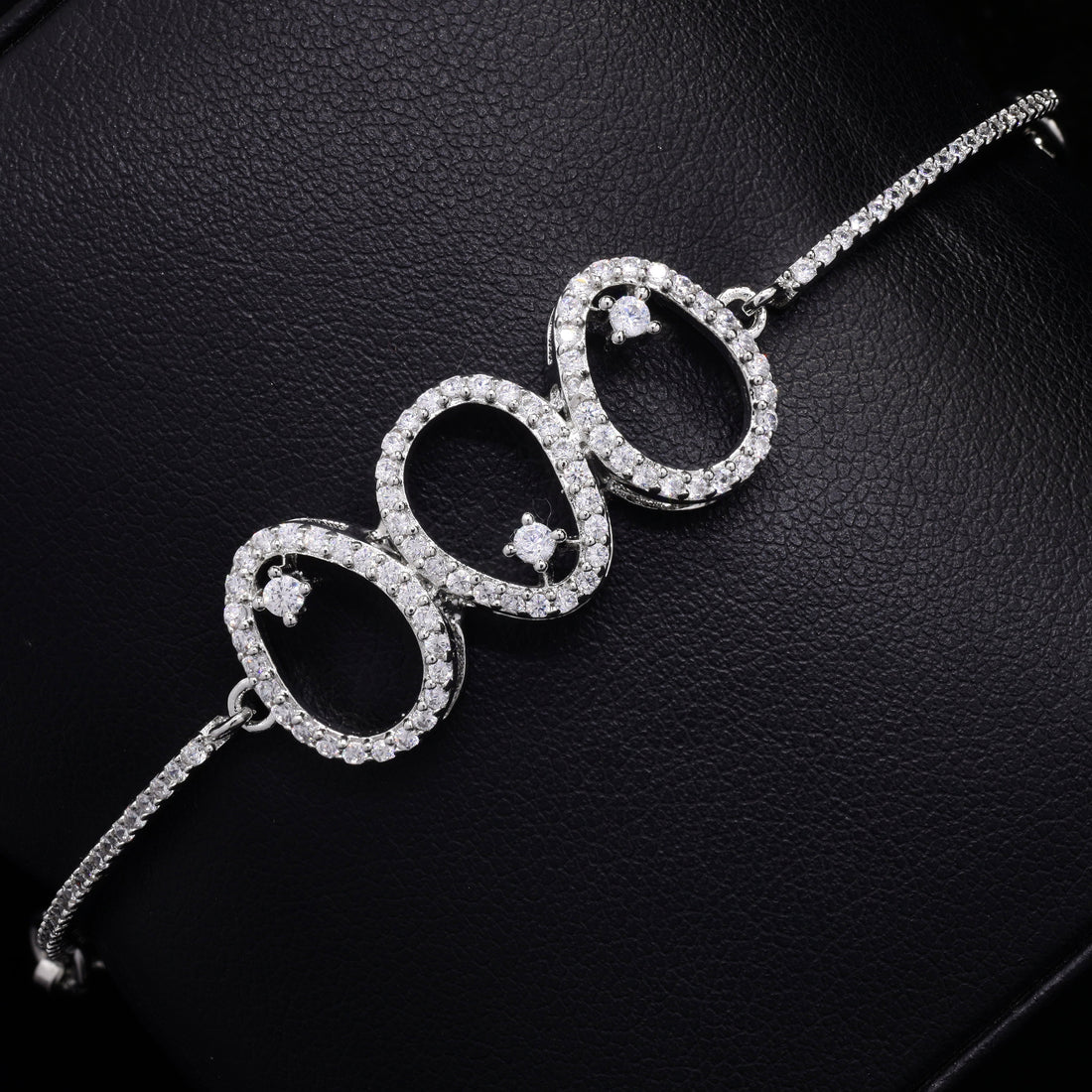 Three Halo Silver Bracelet