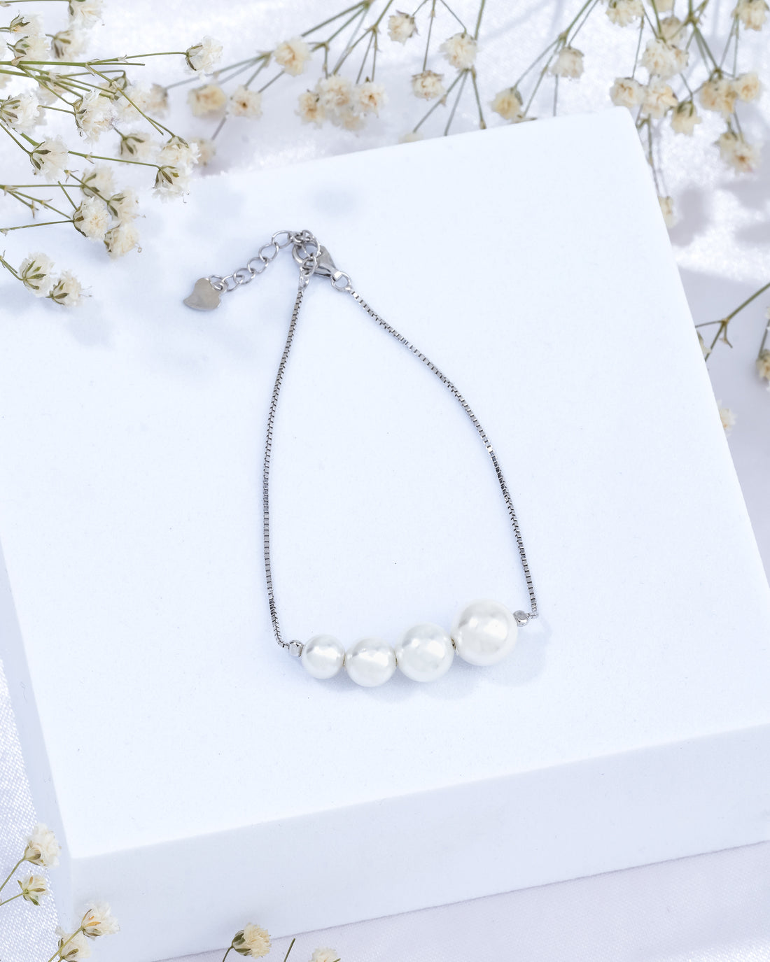 Four-Pearl Symphony Silver Bracelet