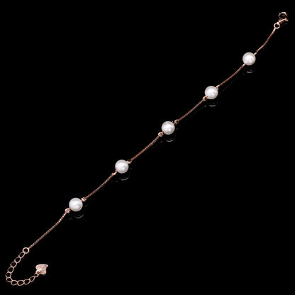 Five-Pearl Silver Bracelet