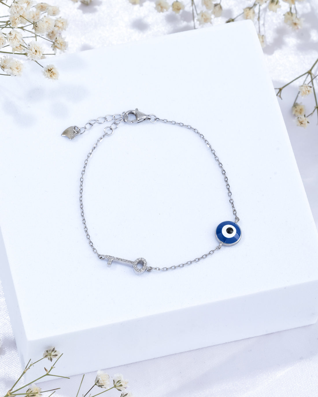 Evil Eye Key Silver Bracelet