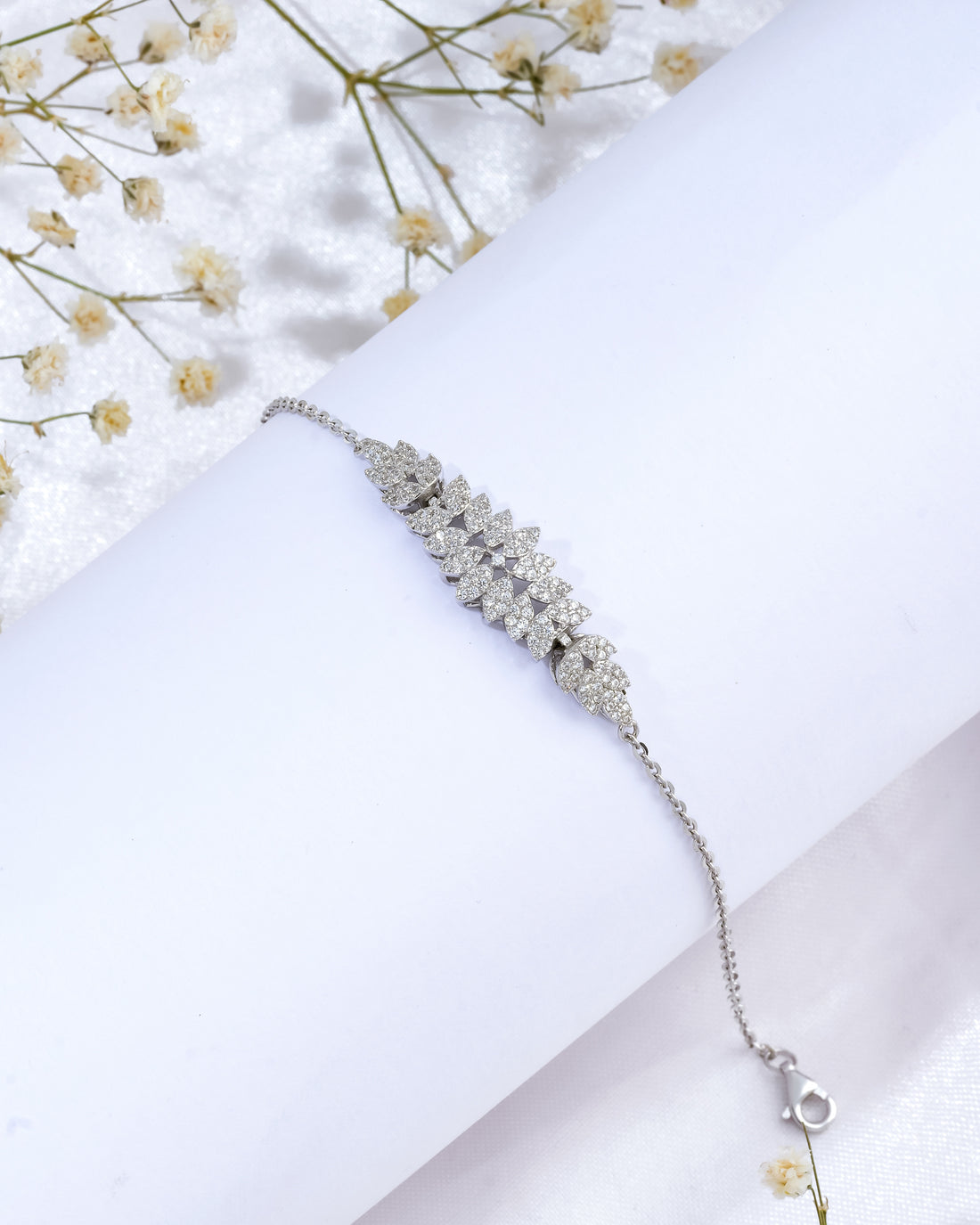 Shimmering Fern Silver Bracelet