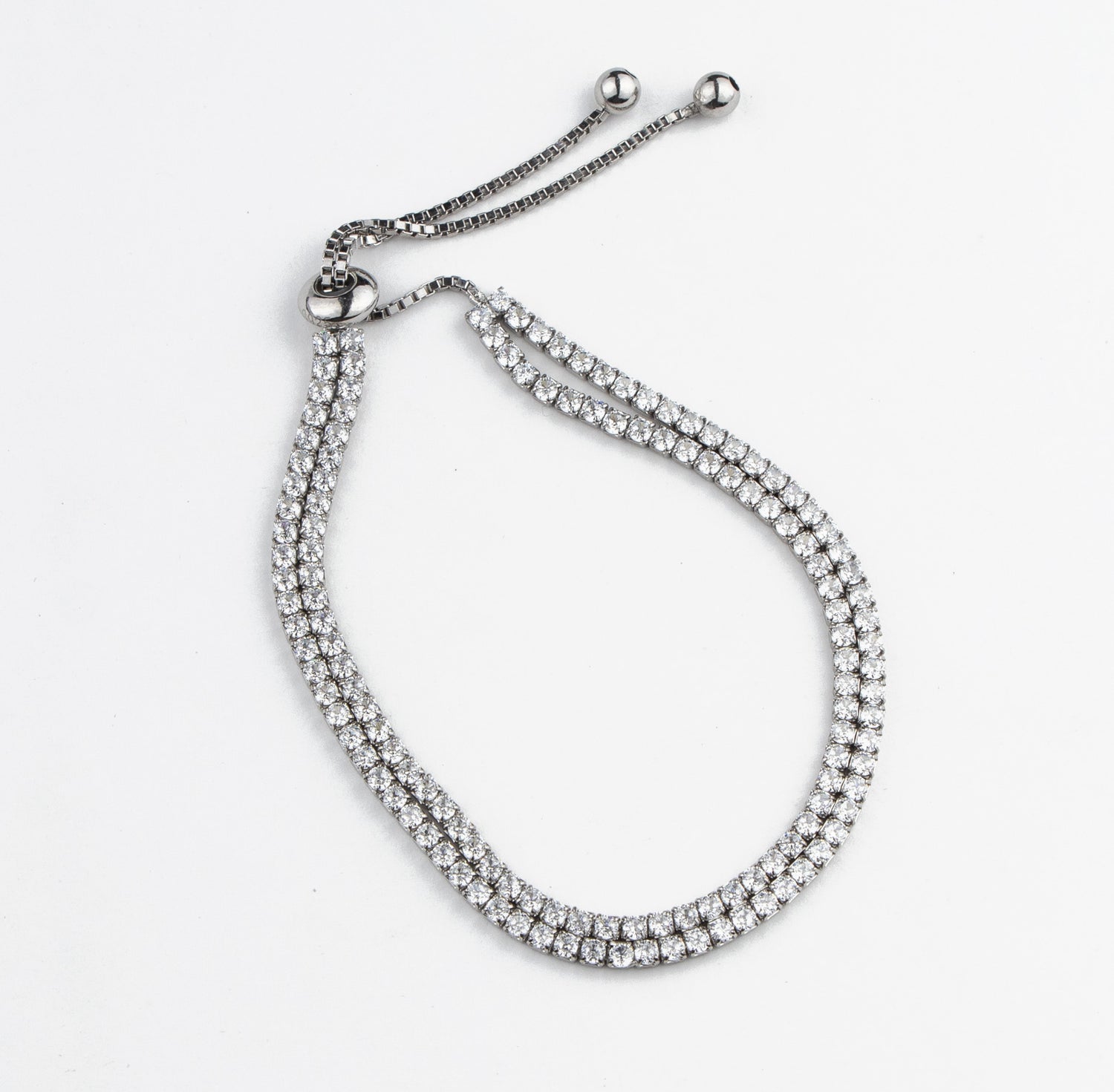 Two-Band Silver Tennis Bracelet