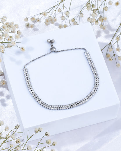 Two-Band Silver Tennis Bracelet