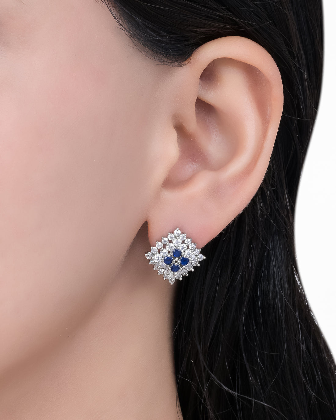 Blue Silver Web Studs