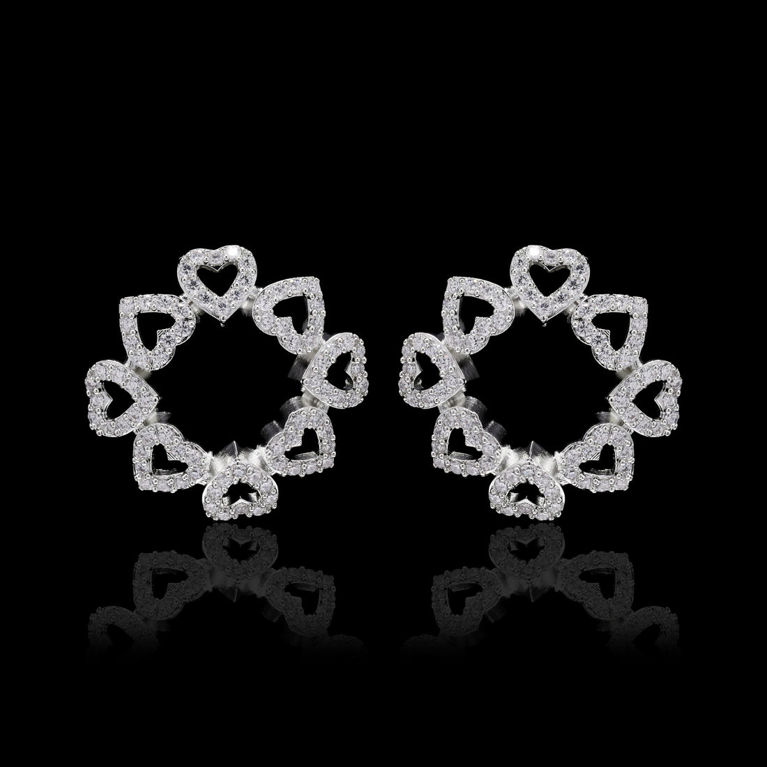 Heart Cluster Silver Studs