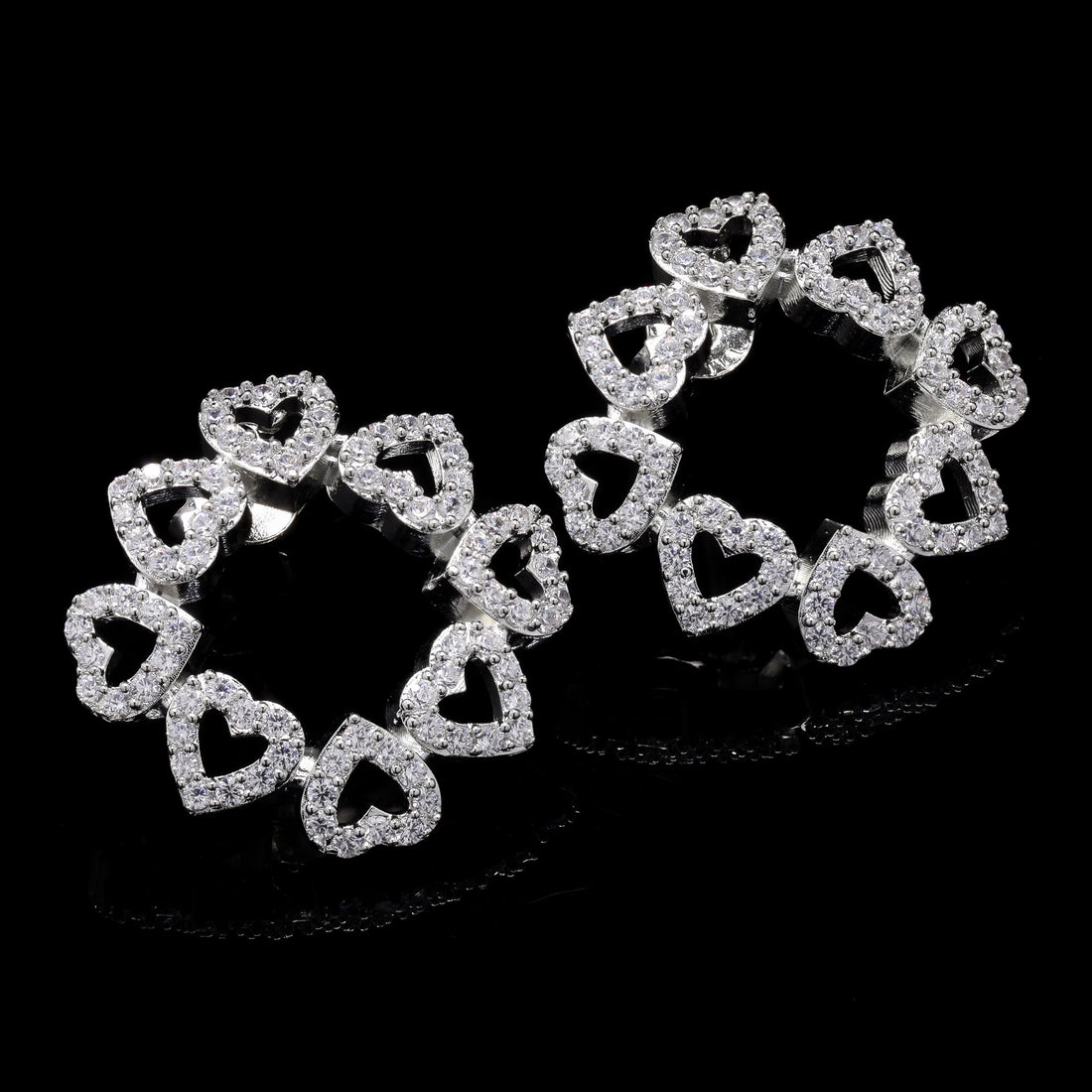 Heart Cluster Silver Studs