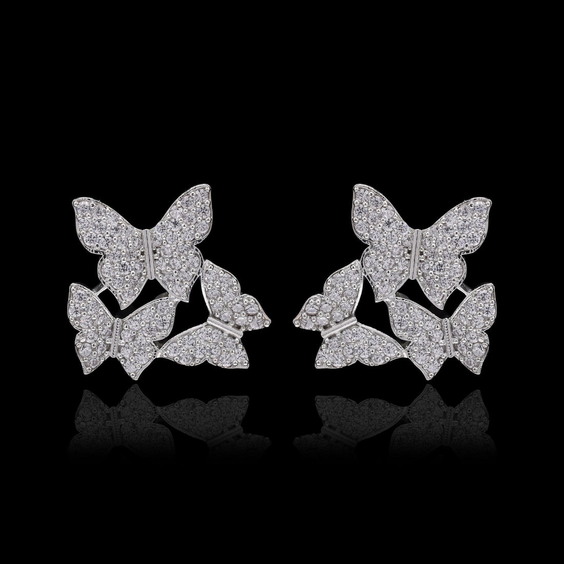 Butterfly Swarm Silver Studs