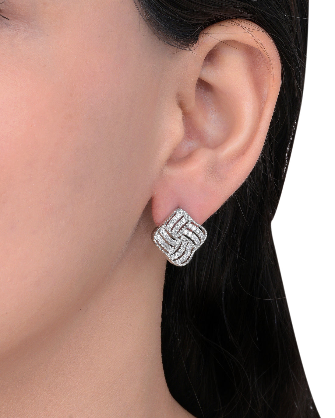 Ribbon Twirl Silver Studs