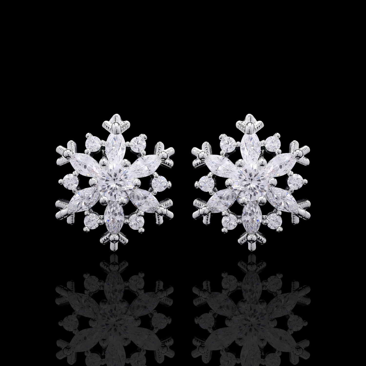 Snowflakes Silver Studs