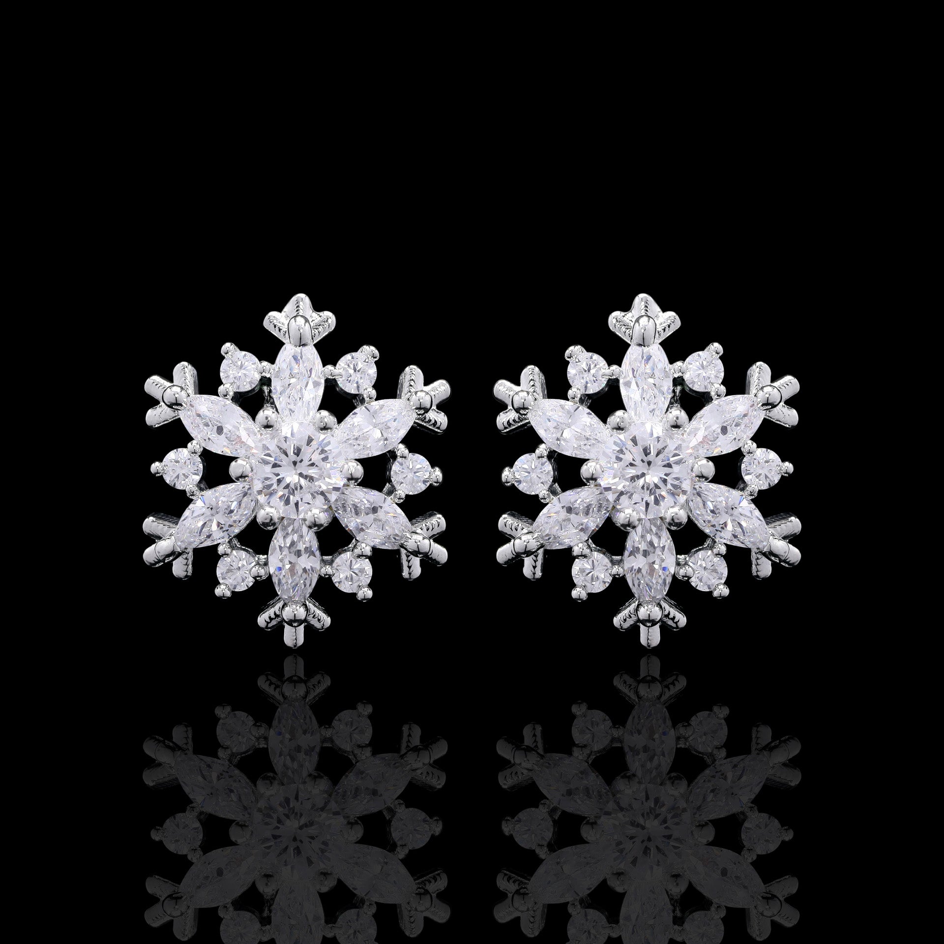 Snowflakes Silver Studs