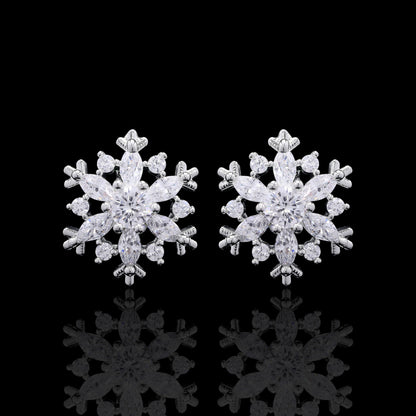 Snowflakes Silver Studs