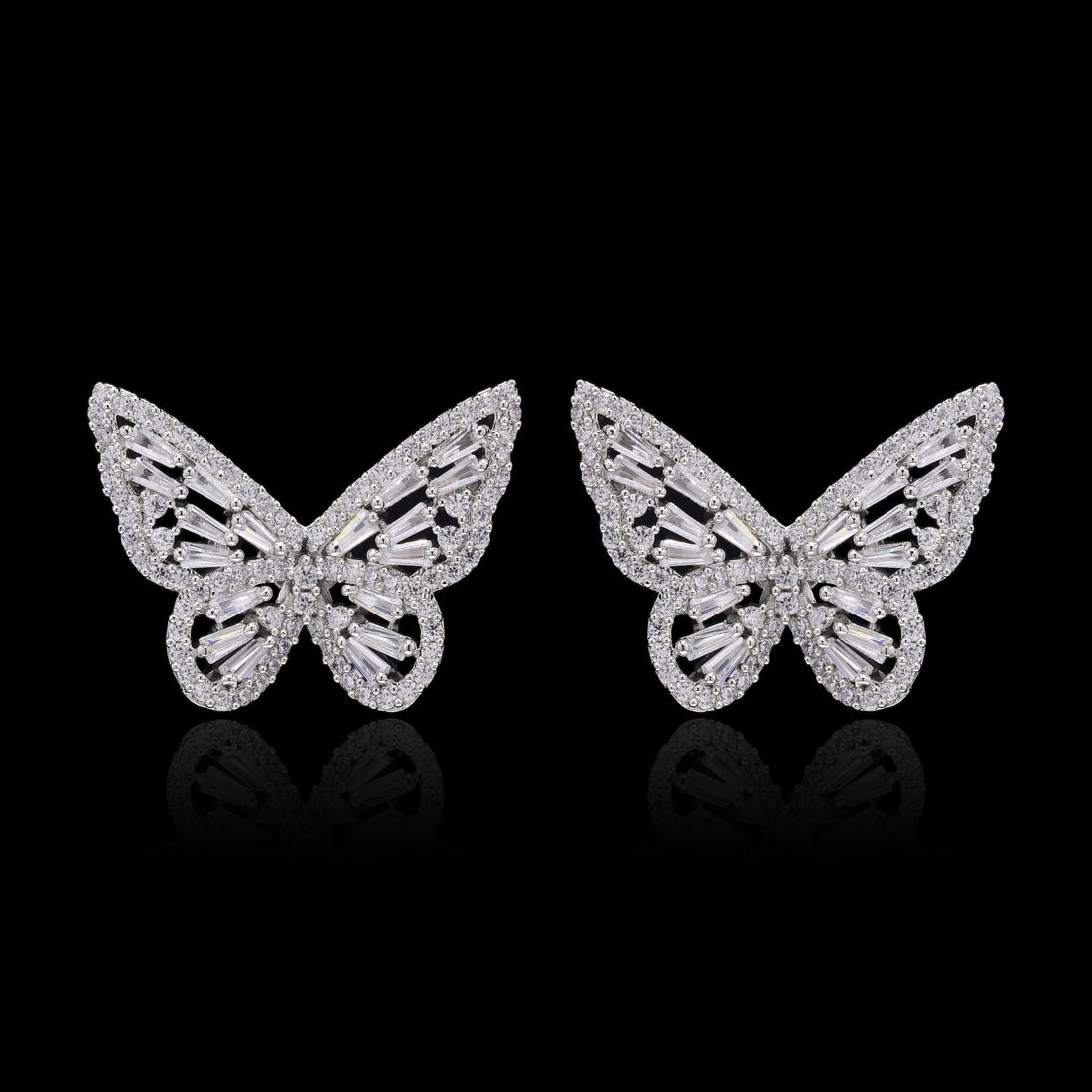 White Butterfly Silver Studs