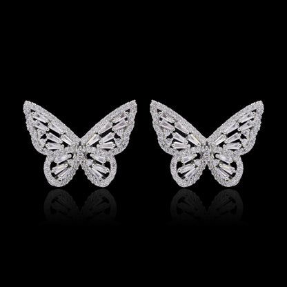 White Butterfly Silver Studs