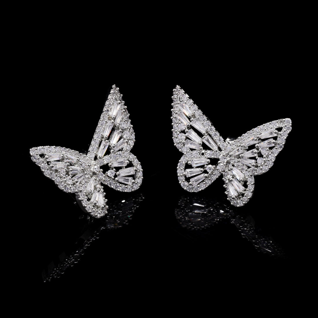 White Butterfly Silver Studs