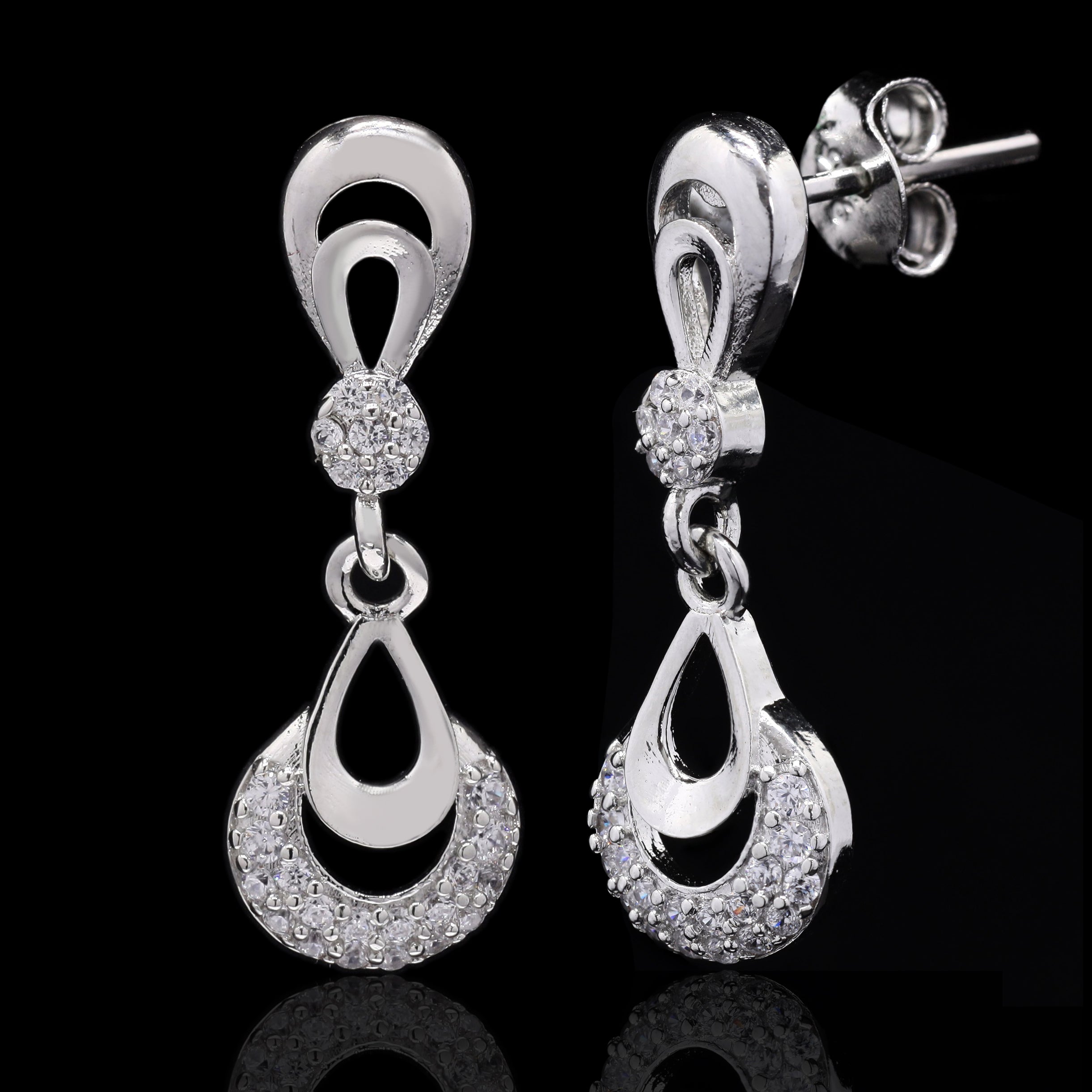 Pear Drop Silver Earrings