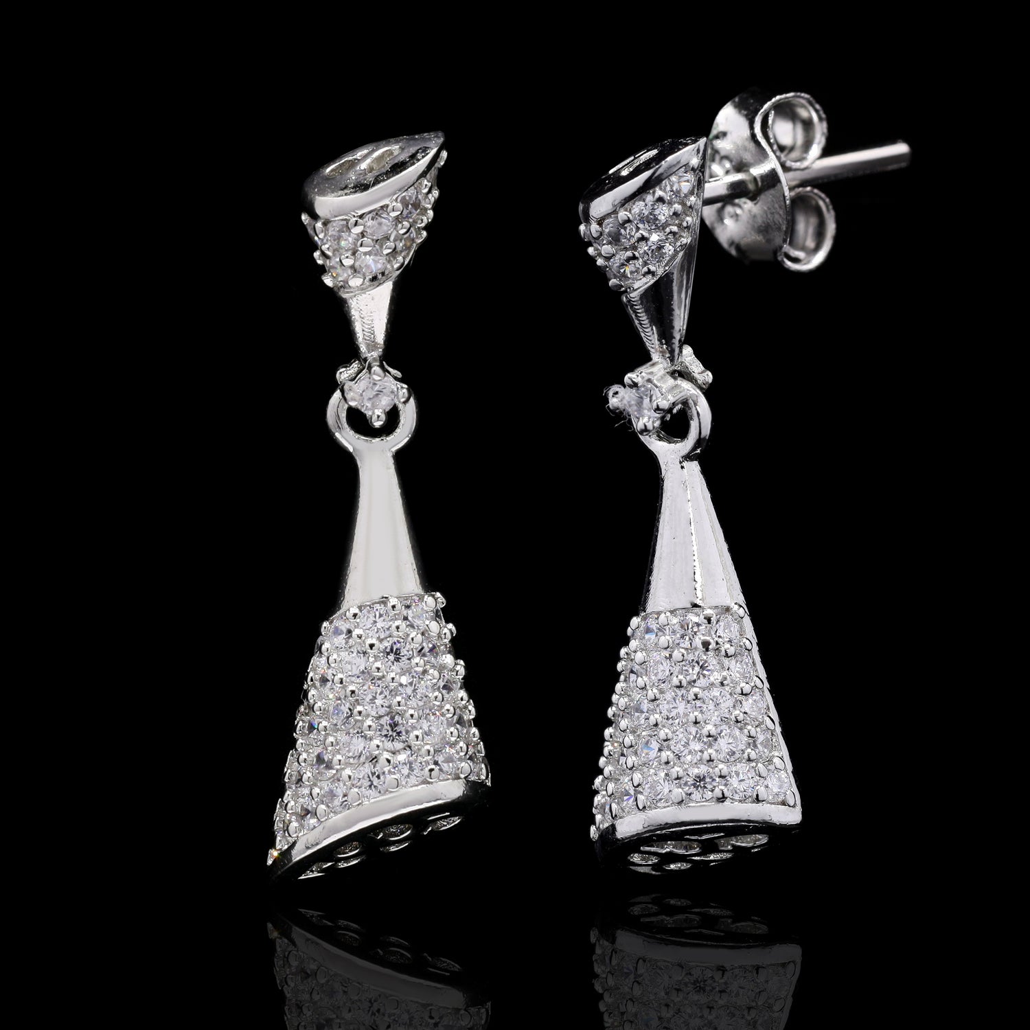 Inverted Cone Silver Earrings