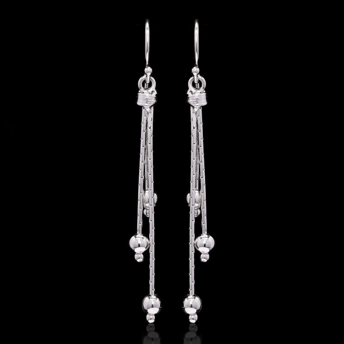 Triple Pearl Drops Silver Earrings